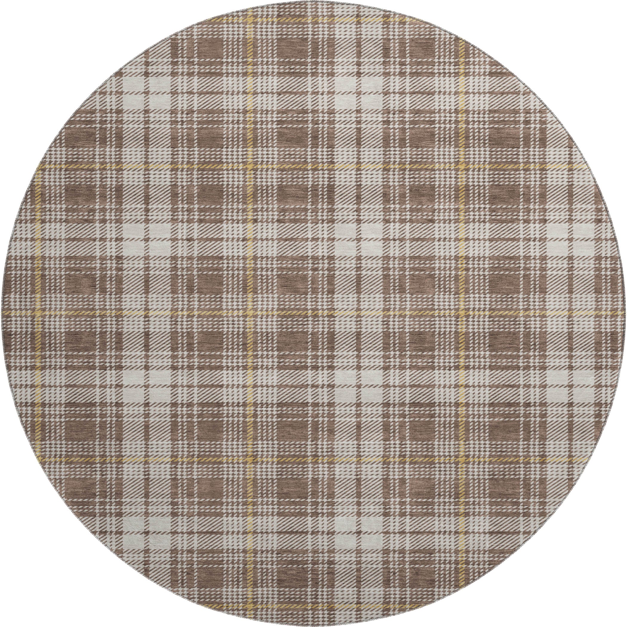 Budapest Machine Washable Transitional Brown Rug 8' x 8' #shape_Round
