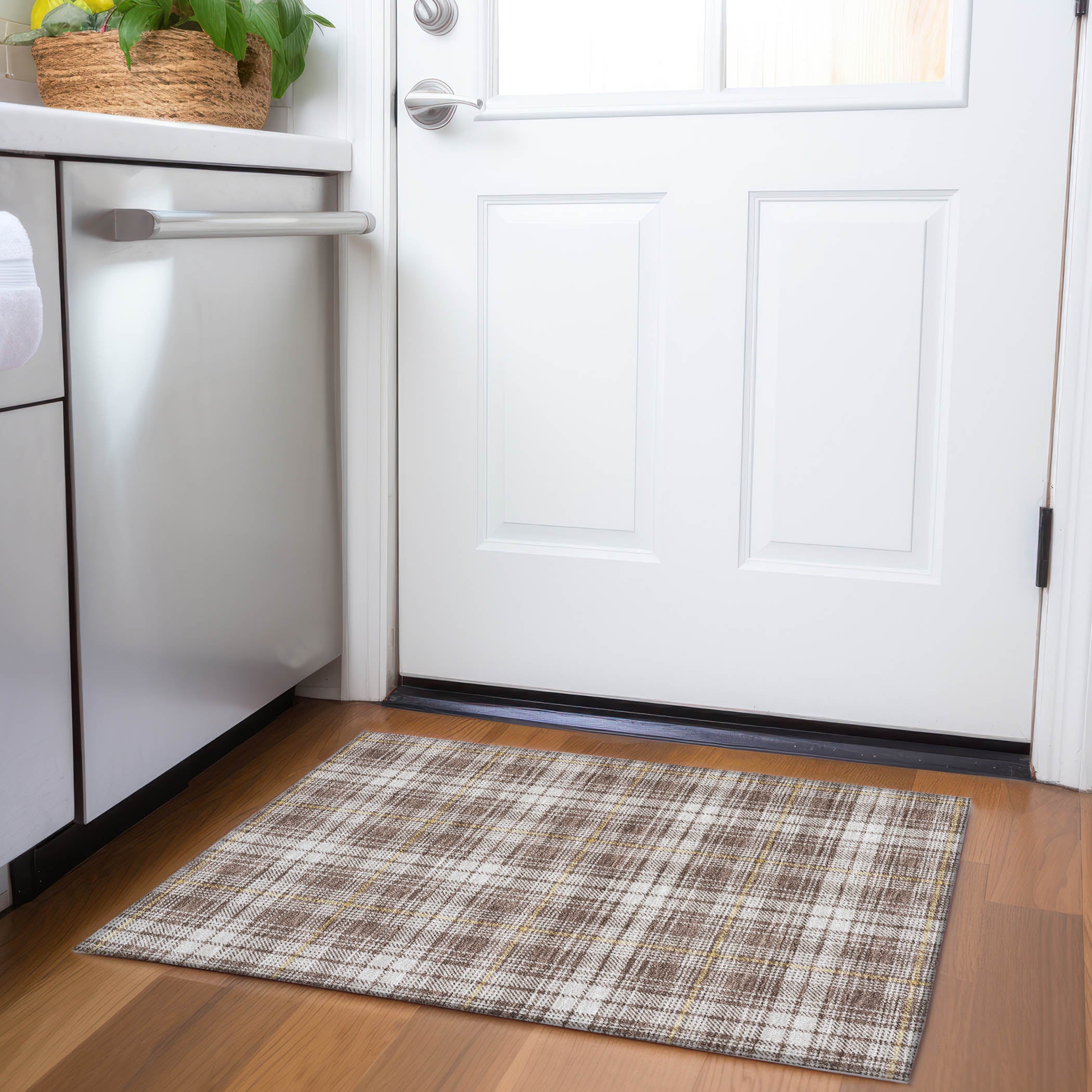 Budapest Machine Washable Transitional Brown Rug 1'8" x 2'6" #shape_Rectangle