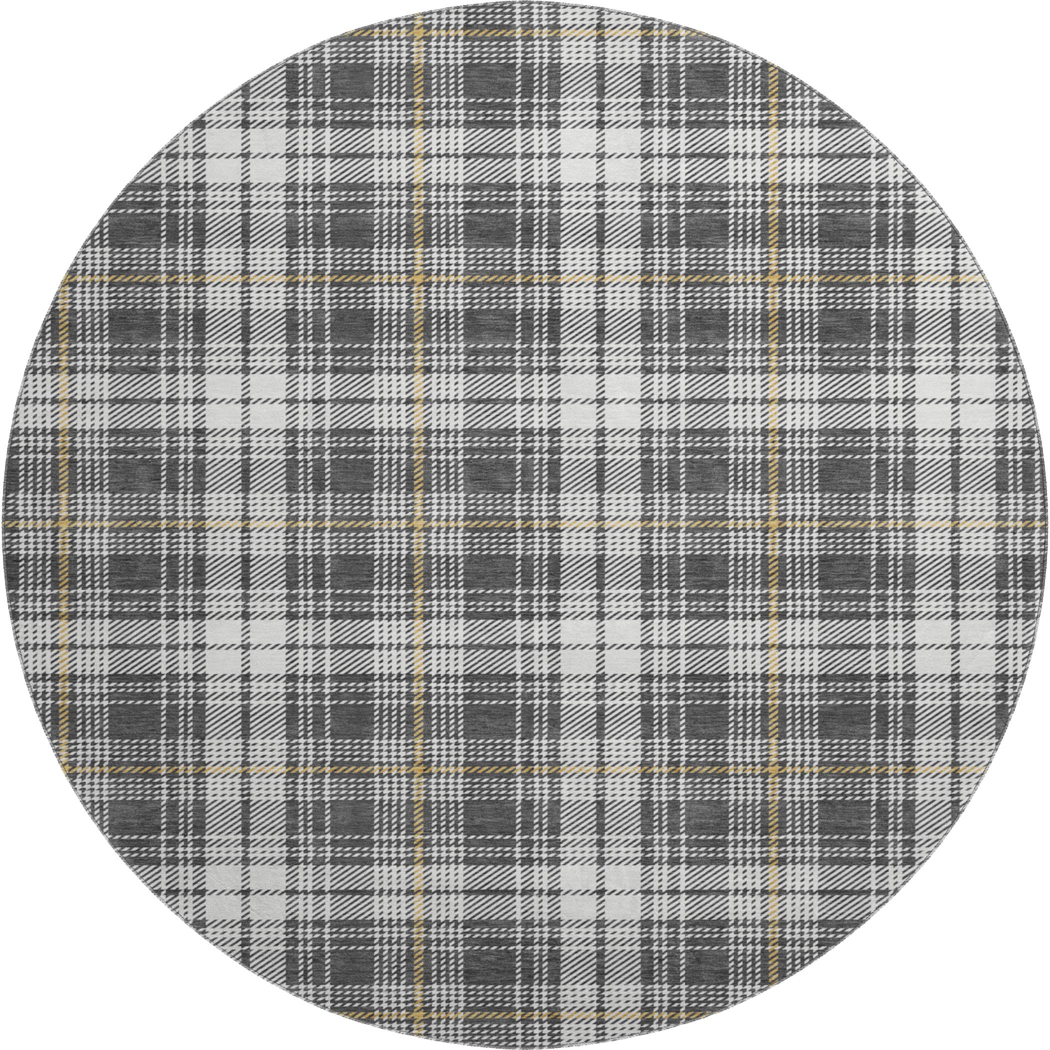 Budapest Machine Washable Transitional Charcoal Gray Rug 8' x 8' #shape_Round