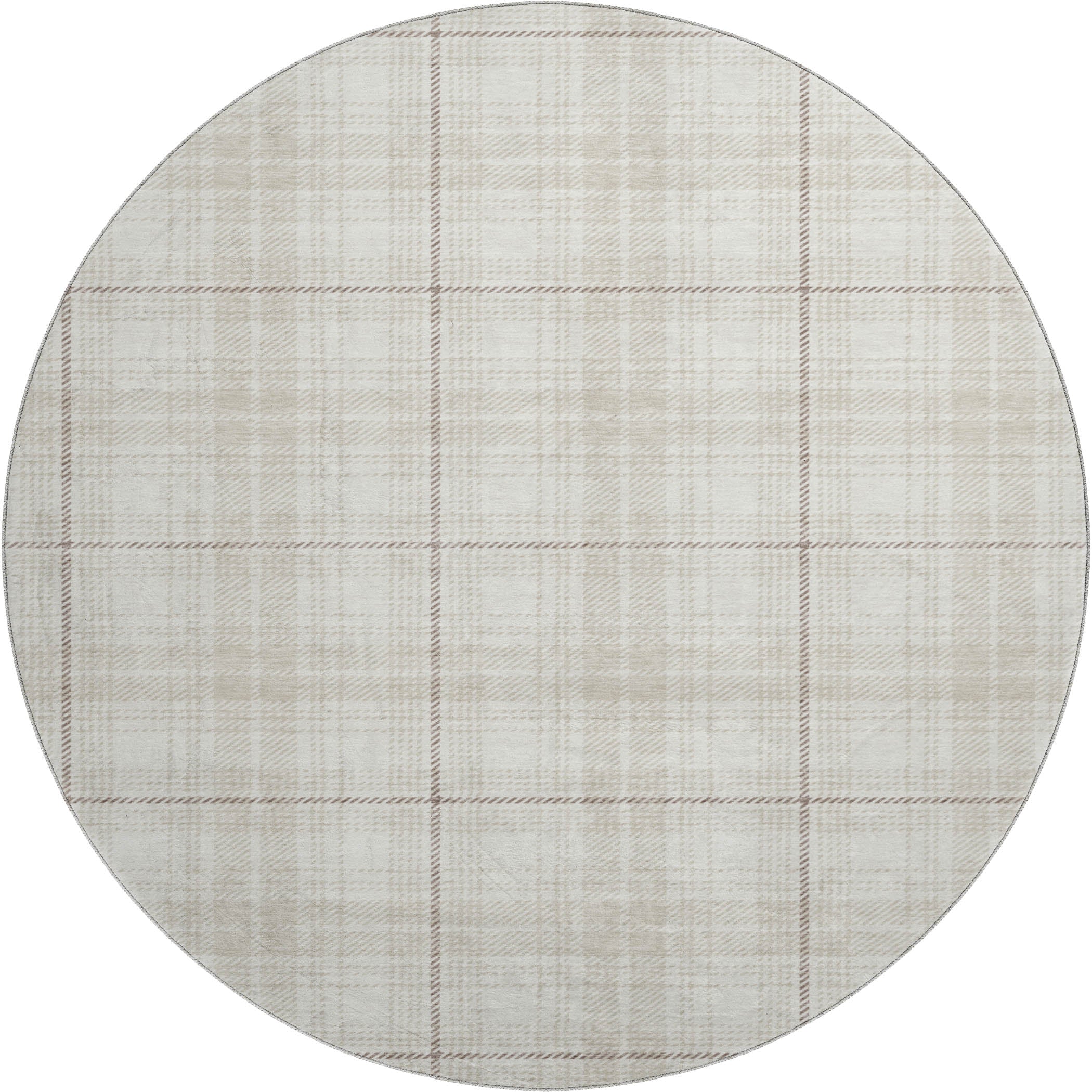 Budapest Machine Washable Transitional Ivory Rug 8' x 8' #shape_Round