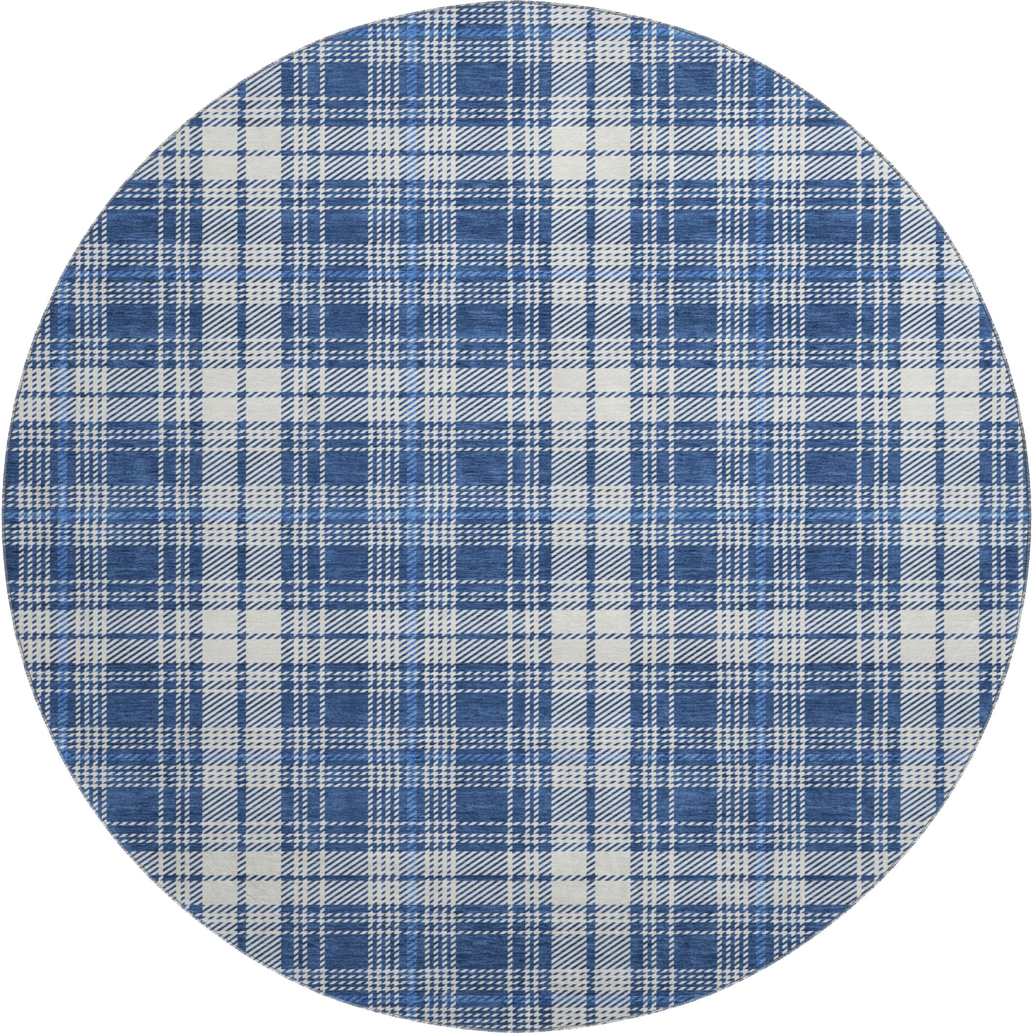 Budapest Machine Washable Transitional Navy Blue Rug 8' x 8' #shape_Round
