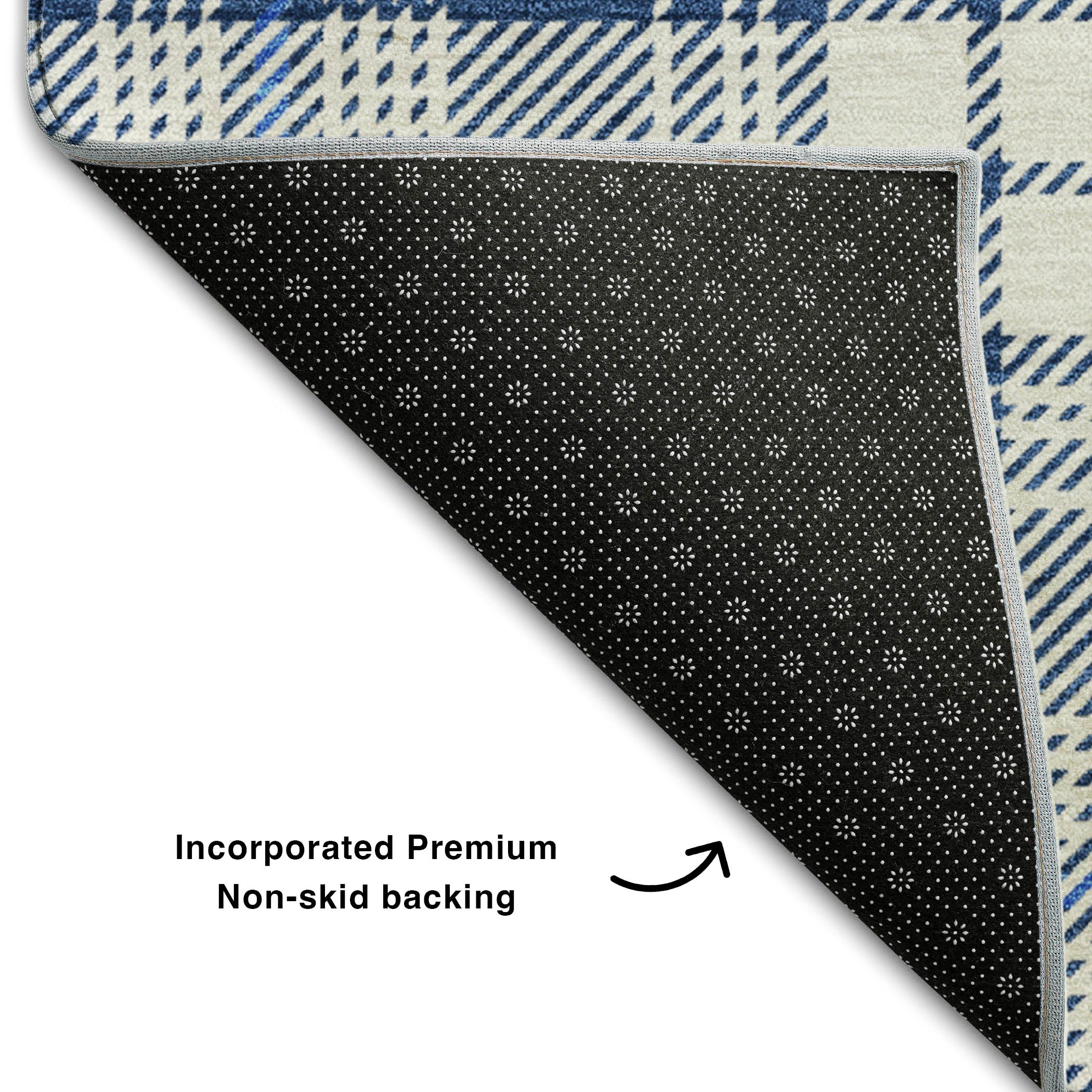Budapest Machine Washable Transitional Navy Blue Rug 1'8" x 2'6" #shape_Rectangle