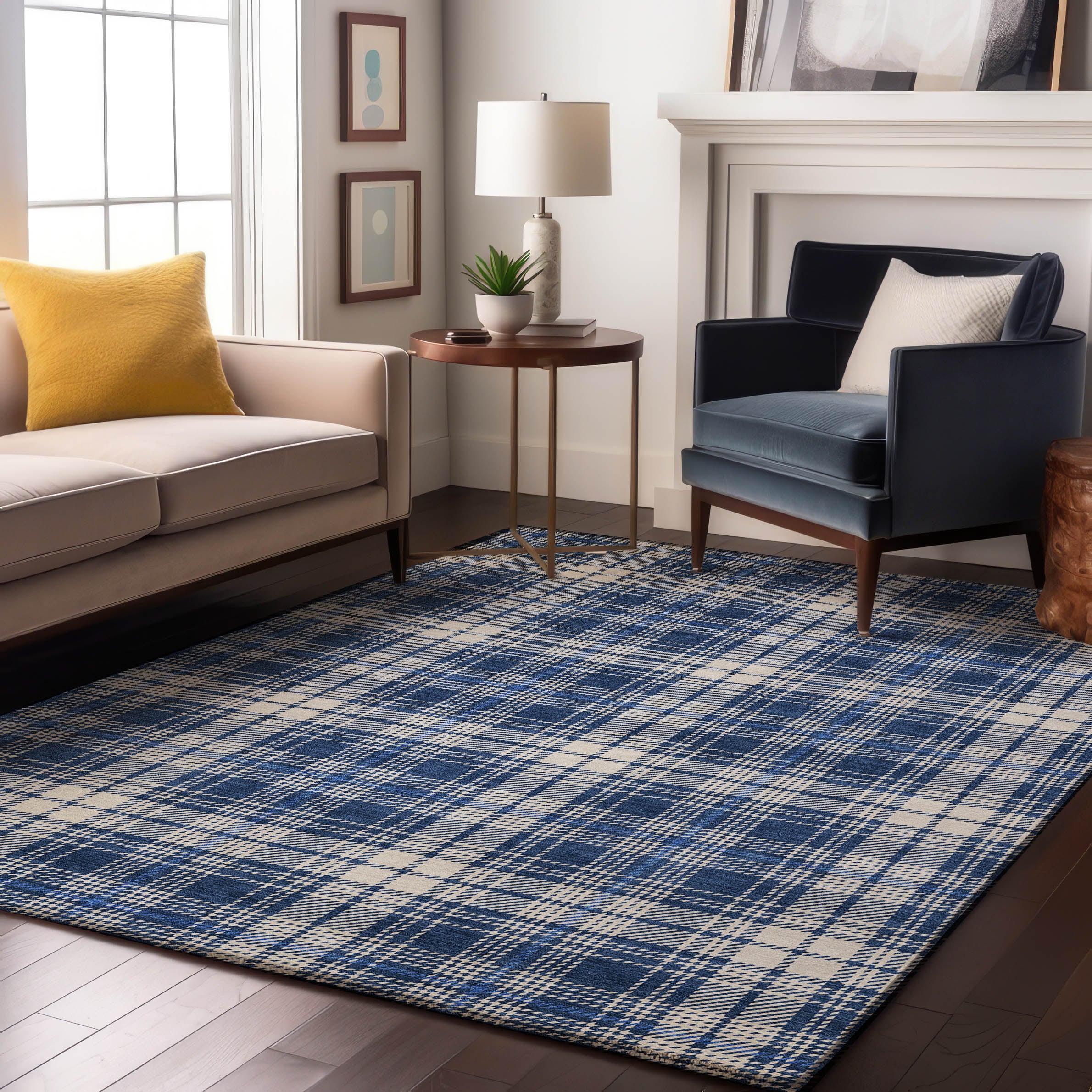 Budapest Machine Washable Transitional Navy Blue Rug 2'6" x 3'10" #shape_Rectangle