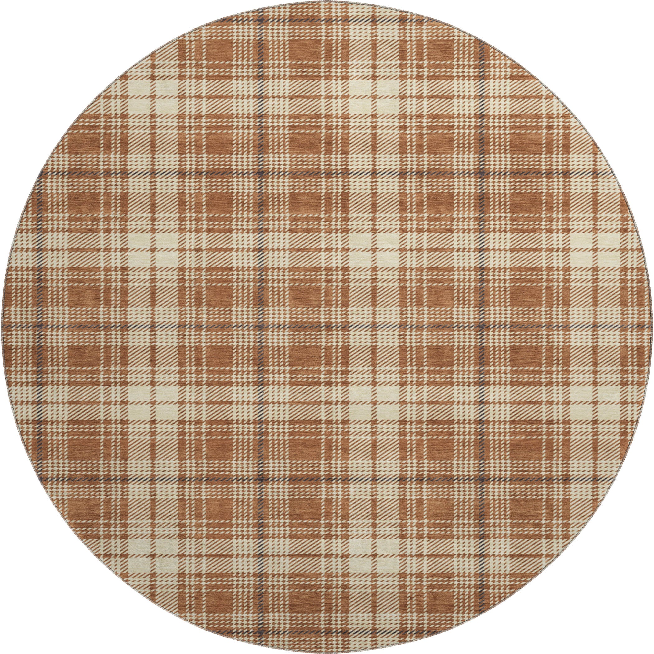 Budapest Machine Washable Transitional Paprika Orange Rug 8' x 8' #shape_Round