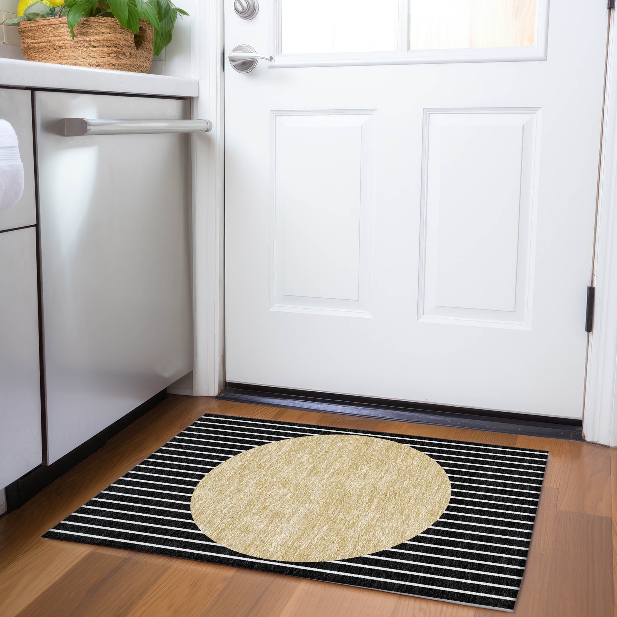 Sintra Machine Washable Transitional Black Rug 1'8" x 2'6" #shape_Rectangle