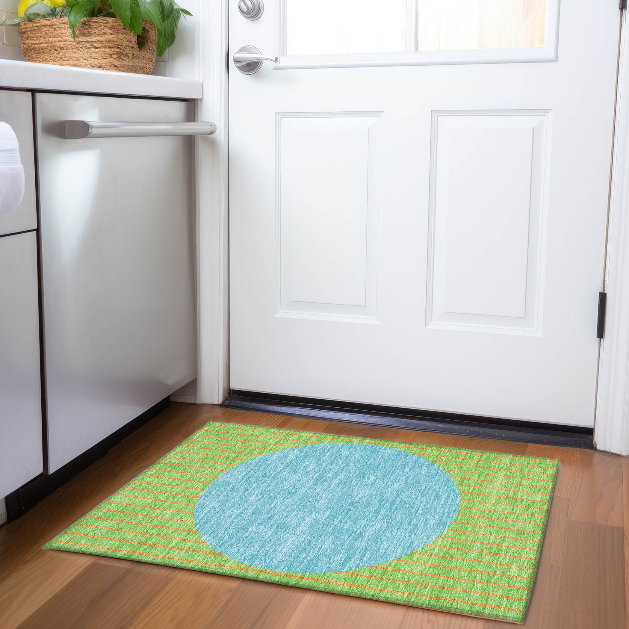 Sintra Machine Washable Transitional Lime Green Rug 1'8" x 2'6" #shape_Rectangle