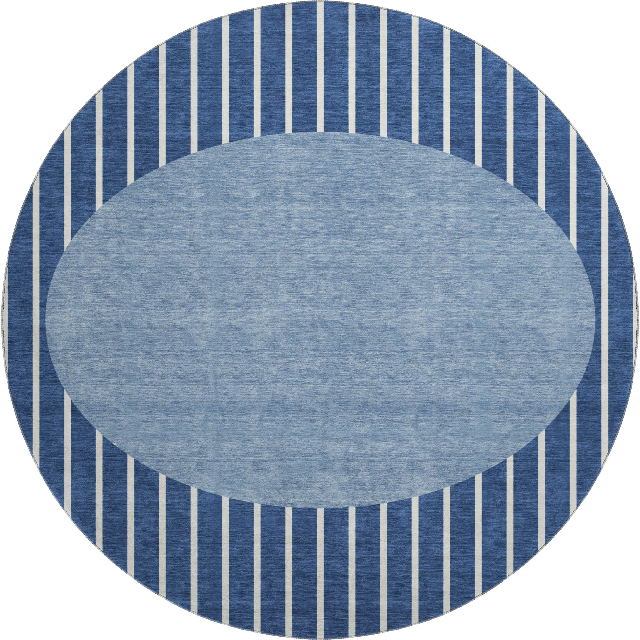 Sintra Machine Washable Transitional Navy Blue Rug 8' x 8' #shape_Round