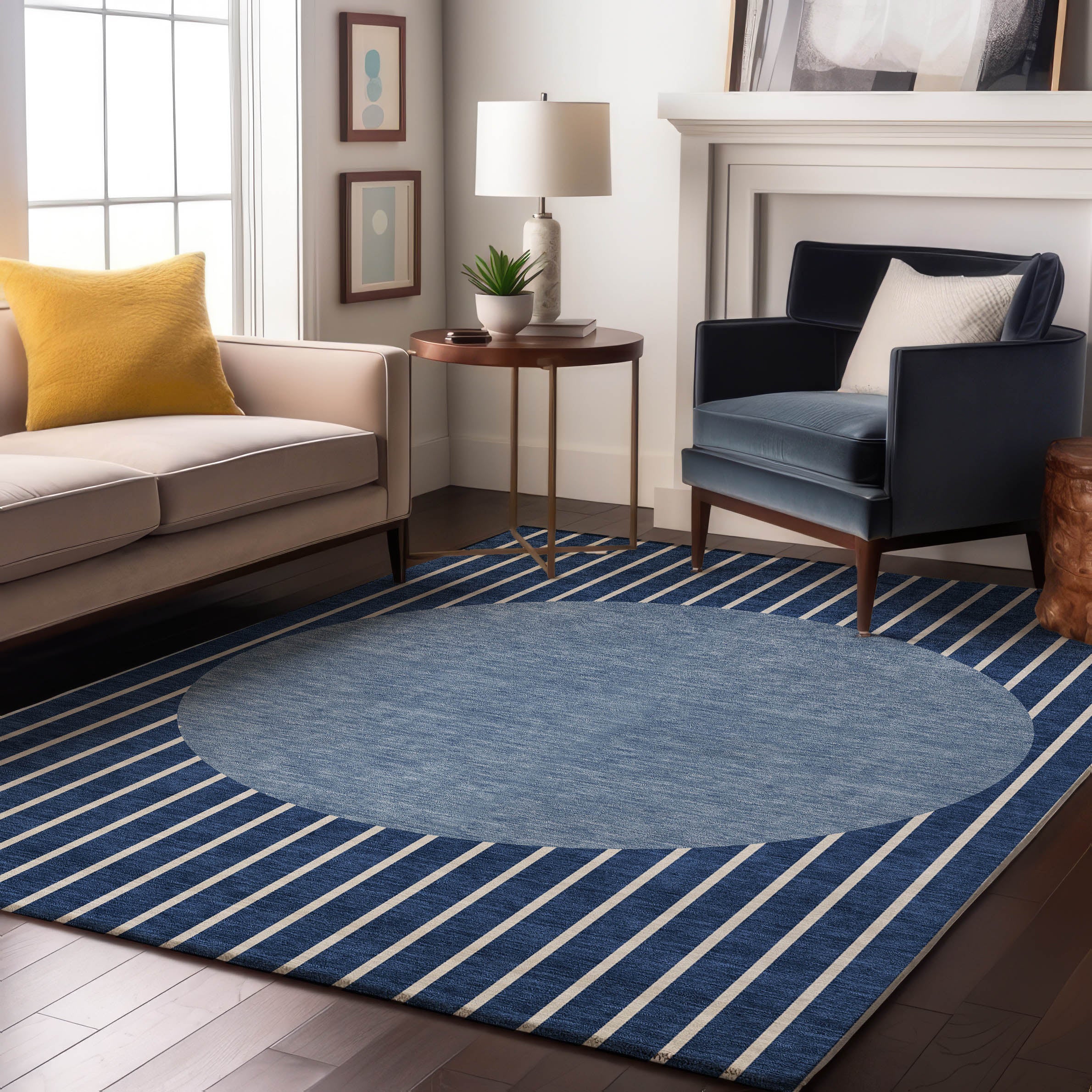 Sintra Machine Washable Transitional Navy Blue Rug 2'6" x 3'10" #shape_Rectangle