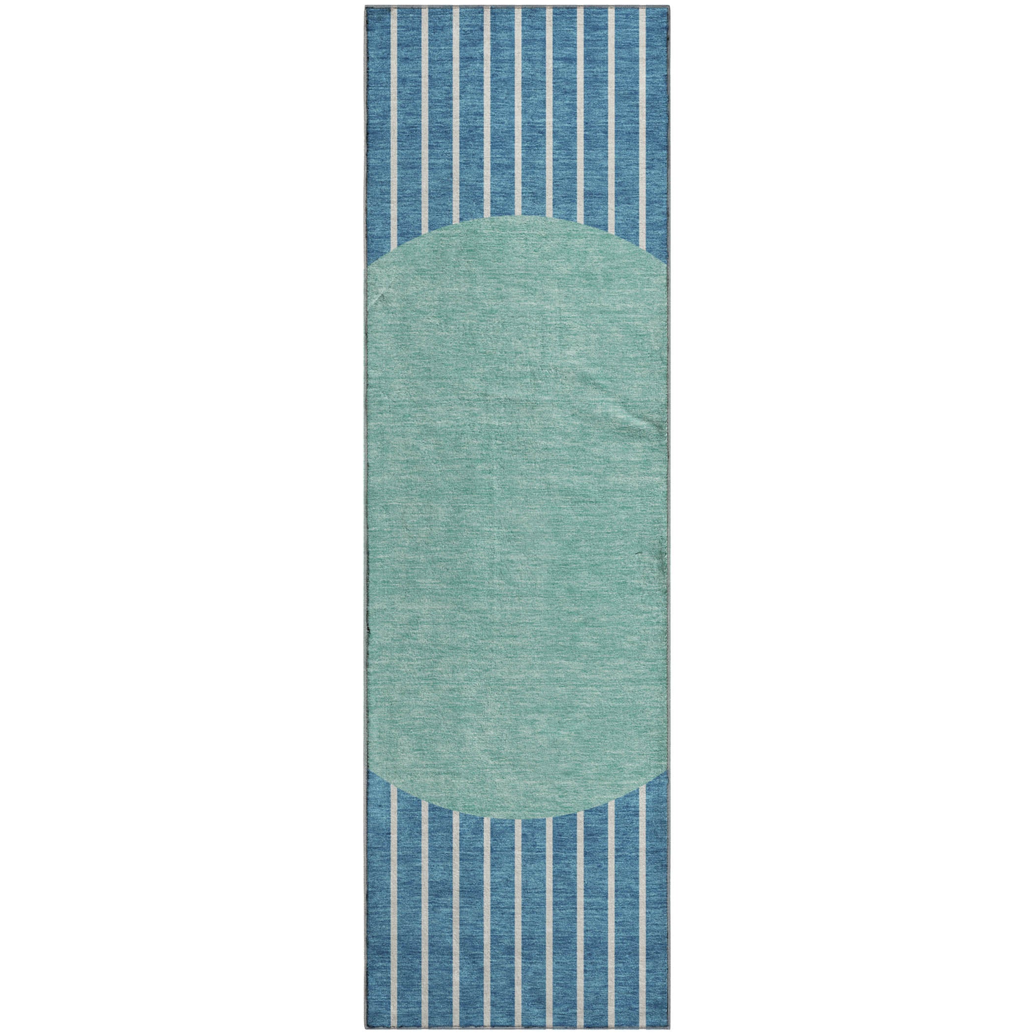 Sintra Machine Washable Transitional Teal Rug 2'3" x 7'6" #shape_Runner