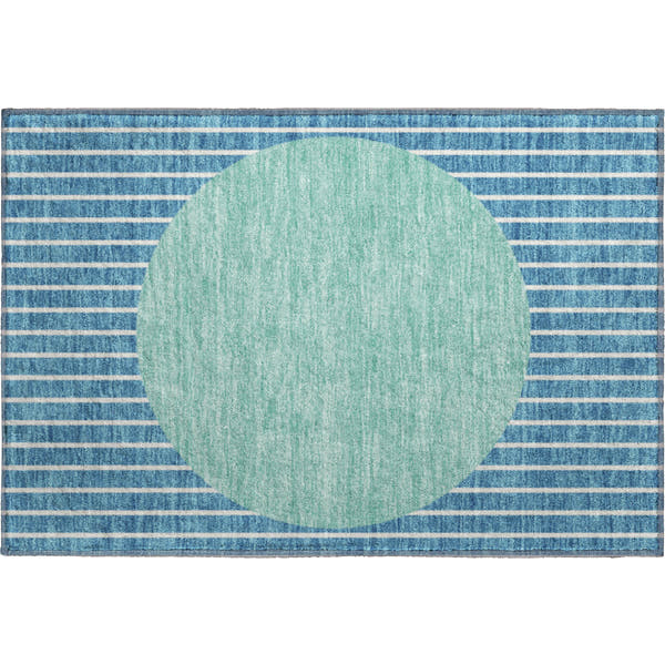 Sintra Machine Washable Transitional Teal Rug 1'8" x 2'6"