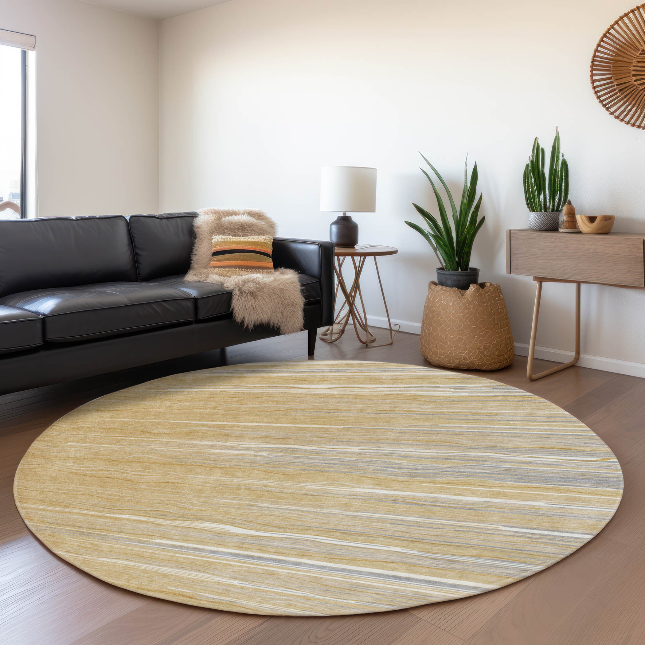 Jaipur Machine Washable Transitional Gold Rug 8' x 8' #shape_Round