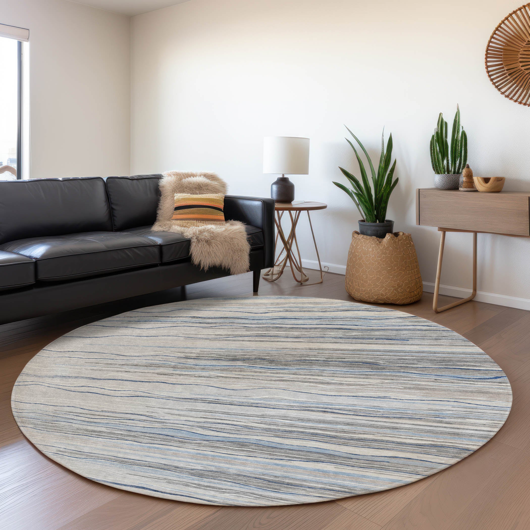 Jaipur Machine Washable Transitional Gray Rug 8' x 8' #shape_Round