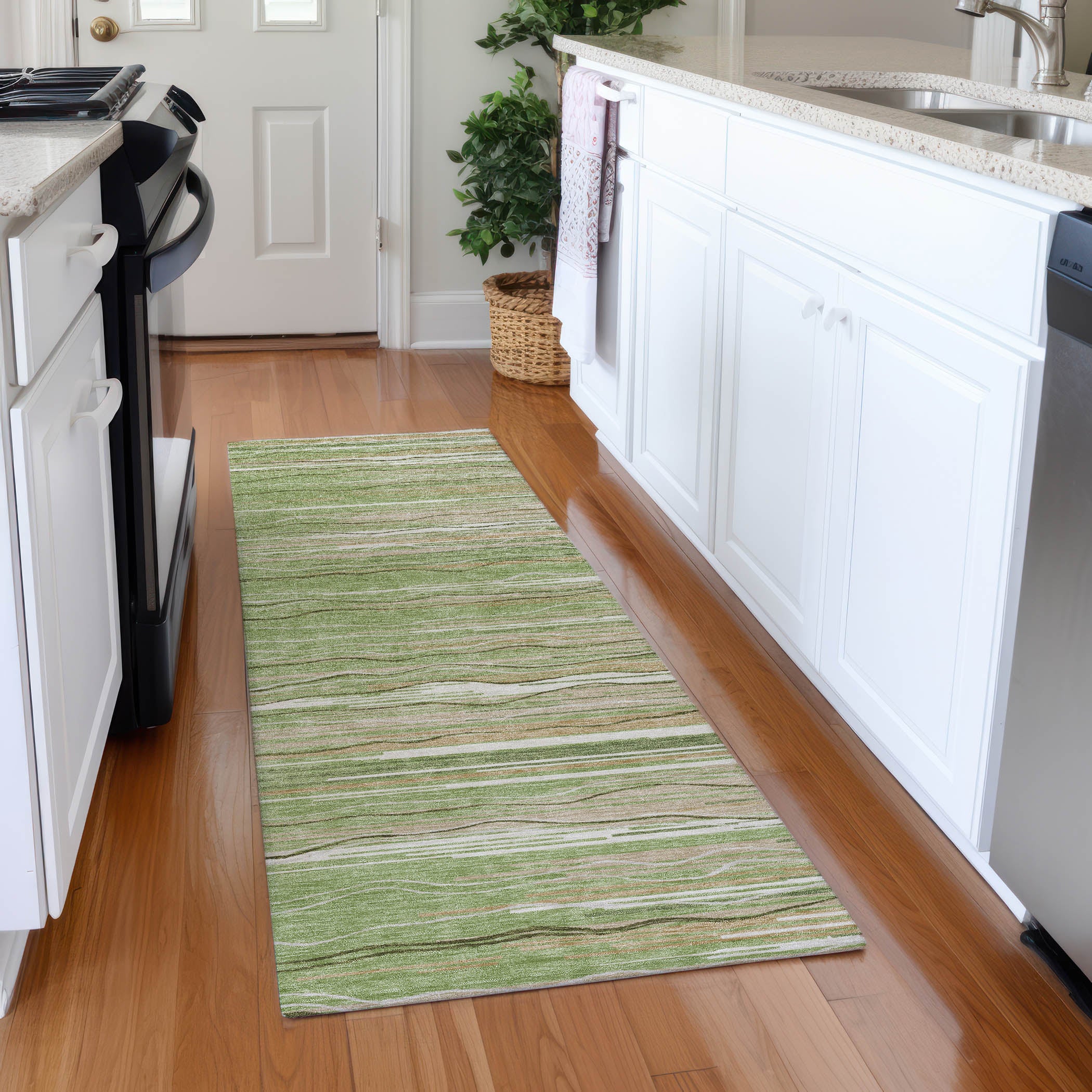 Jaipur Machine Washable Transitional Green Rug 2'3" x 7'6" #shape_Runner