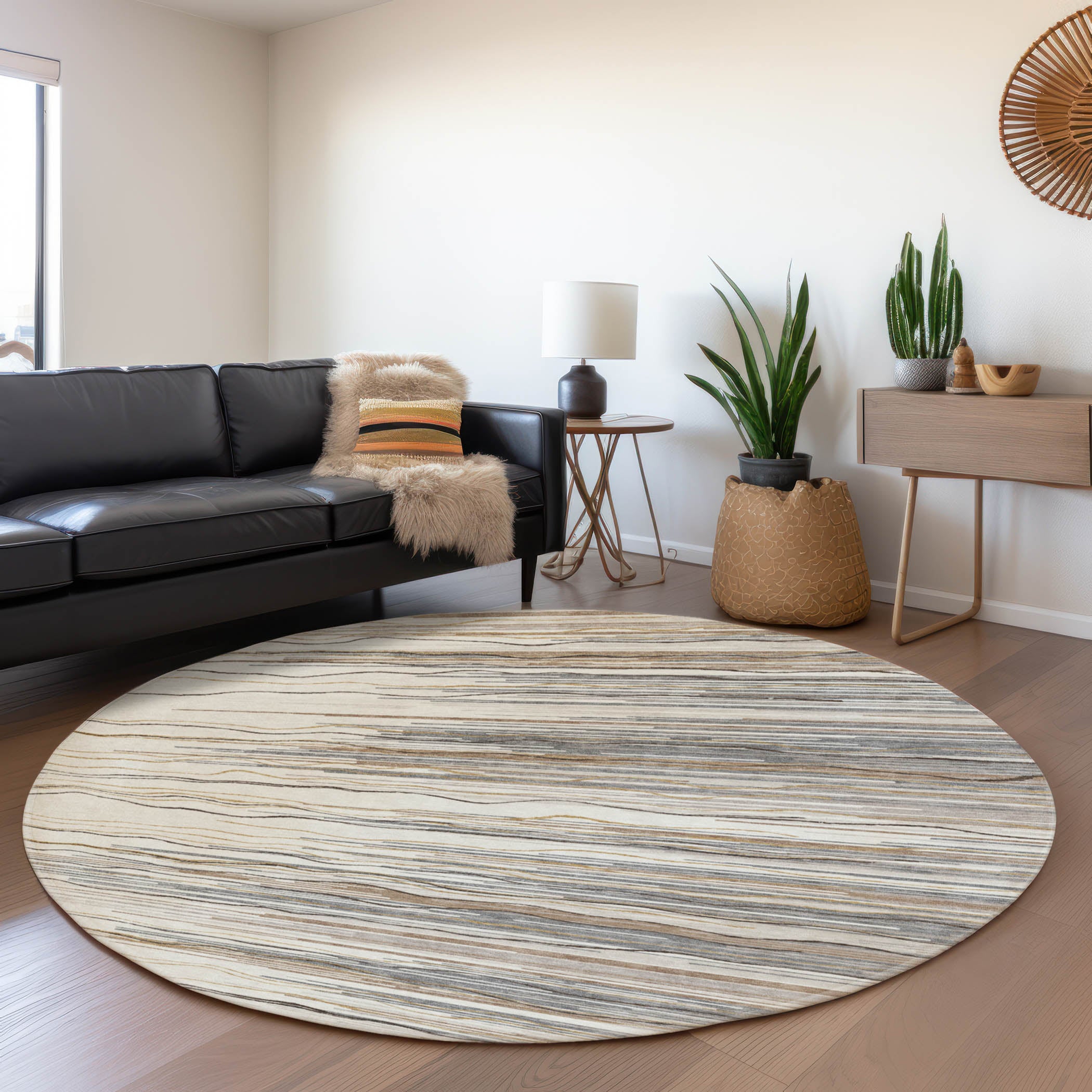 Jaipur Machine Washable Transitional Ivory Rug 8' x 8' #shape_Round