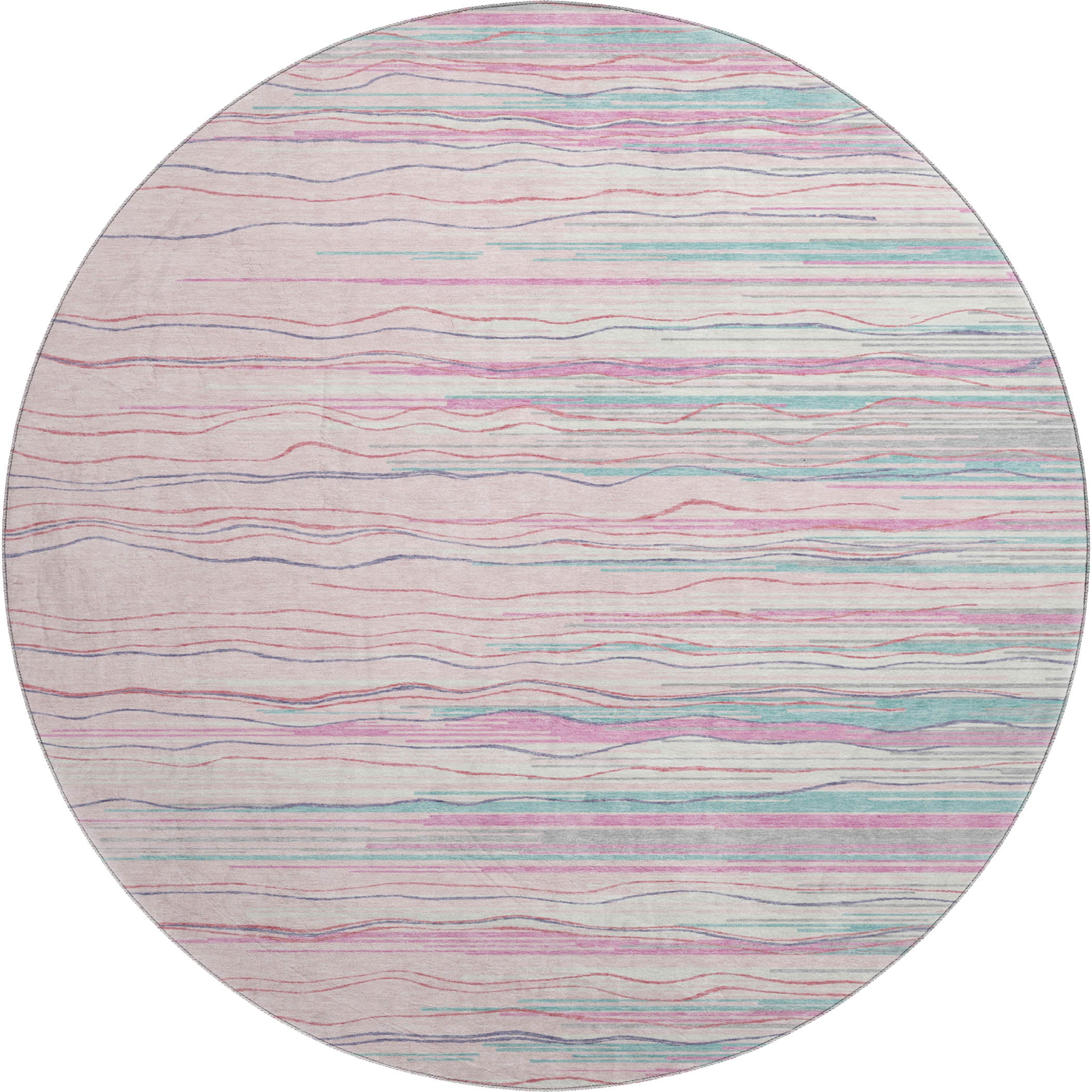 Jaipur Machine Washable Transitional Pink Rug 8' x 8' #shape_Round