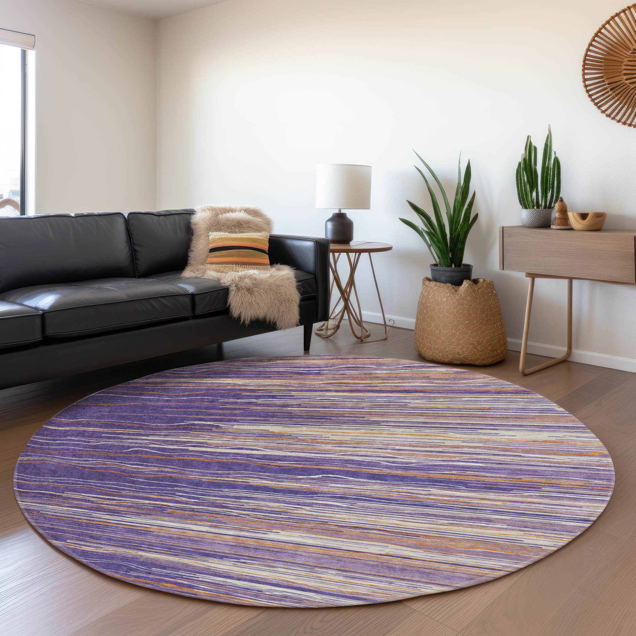 Jaipur Machine Washable Transitional Purple Rug 8' x 8' #shape_Round