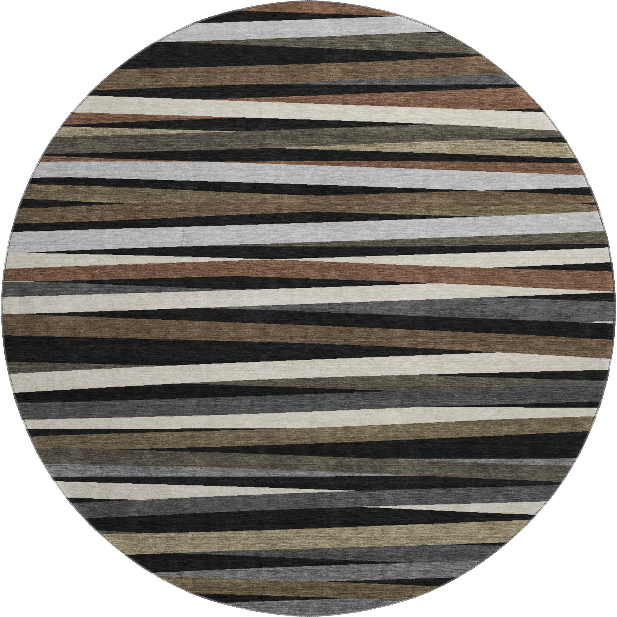 Tallinn Machine Washable Transitional Black Rug 8' x 8' #shape_Round