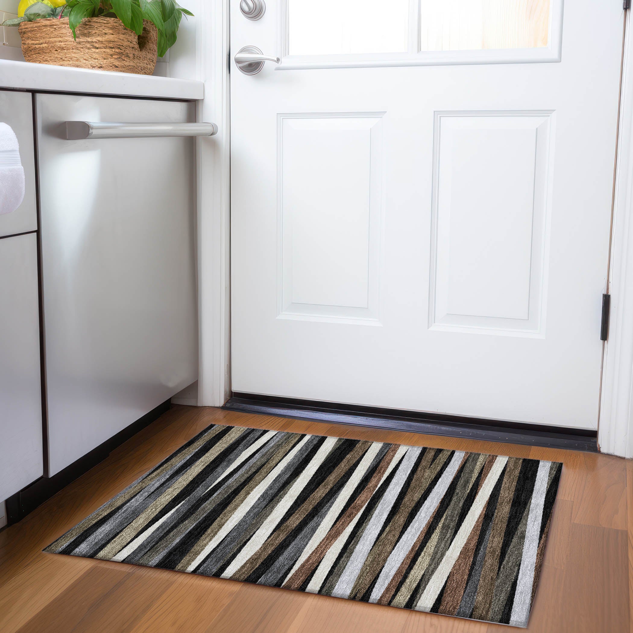 Tallinn Machine Washable Transitional Black Rug 1'8" x 2'6" #shape_Rectangle