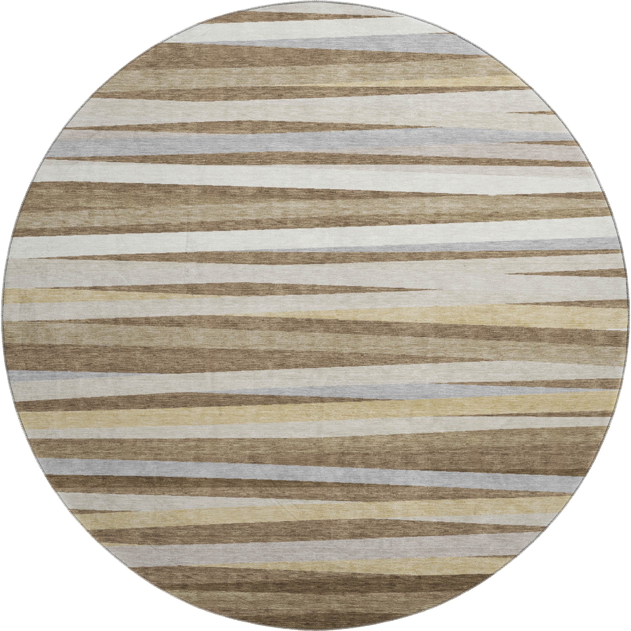 Tallinn Machine Washable Transitional Brown Rug 8' x 8' #shape_Round