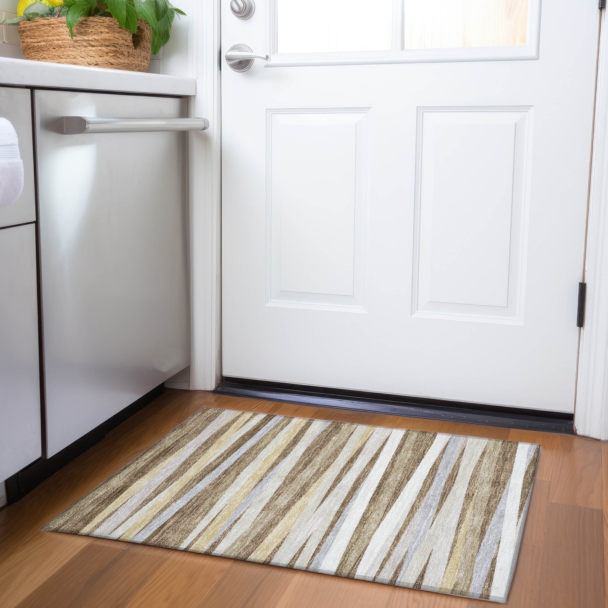 Tallinn Machine Washable Transitional Brown Rug 1'8" x 2'6" #shape_Rectangle