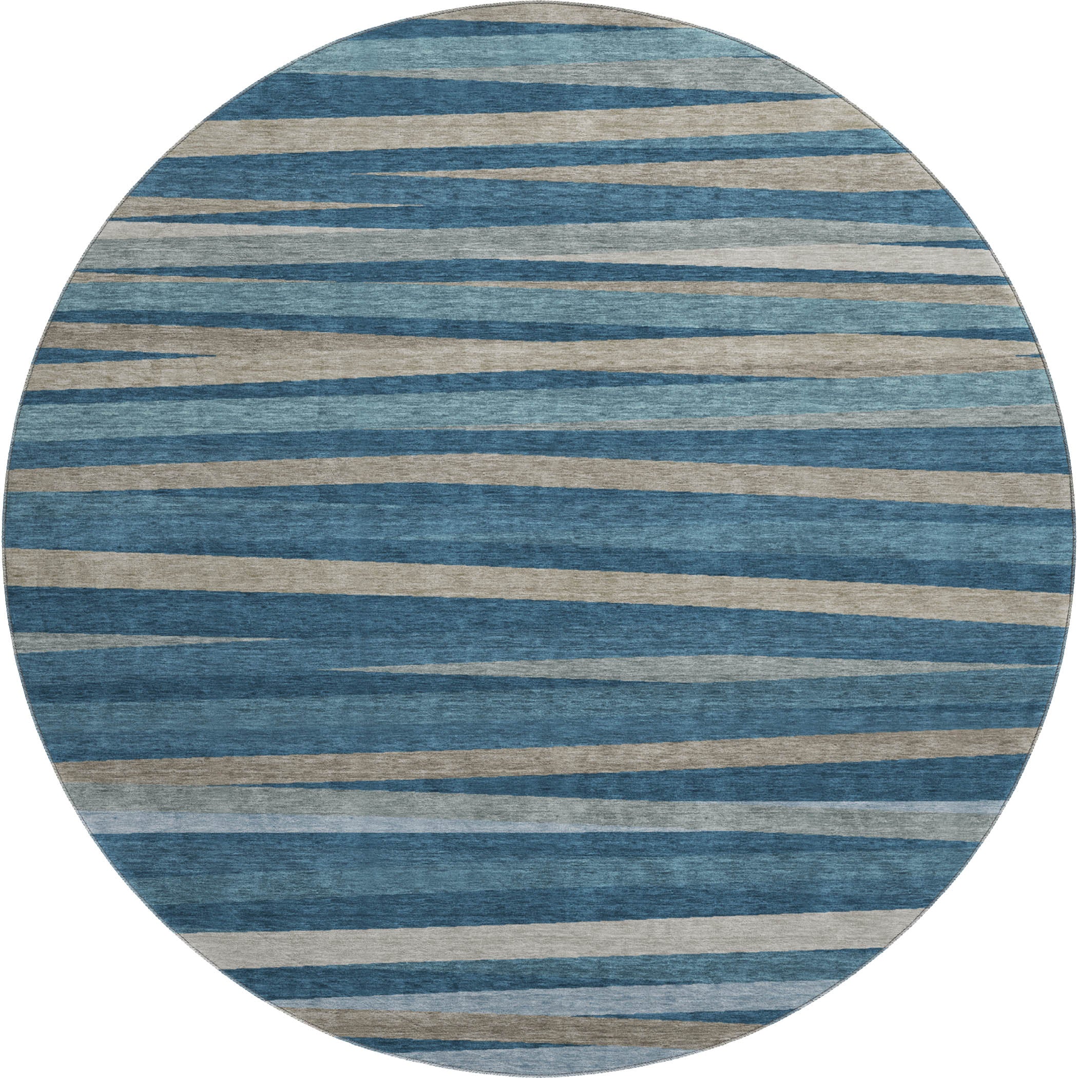 Tallinn Machine Washable Transitional Denim Blue Rug 8' x 8' #shape_Round