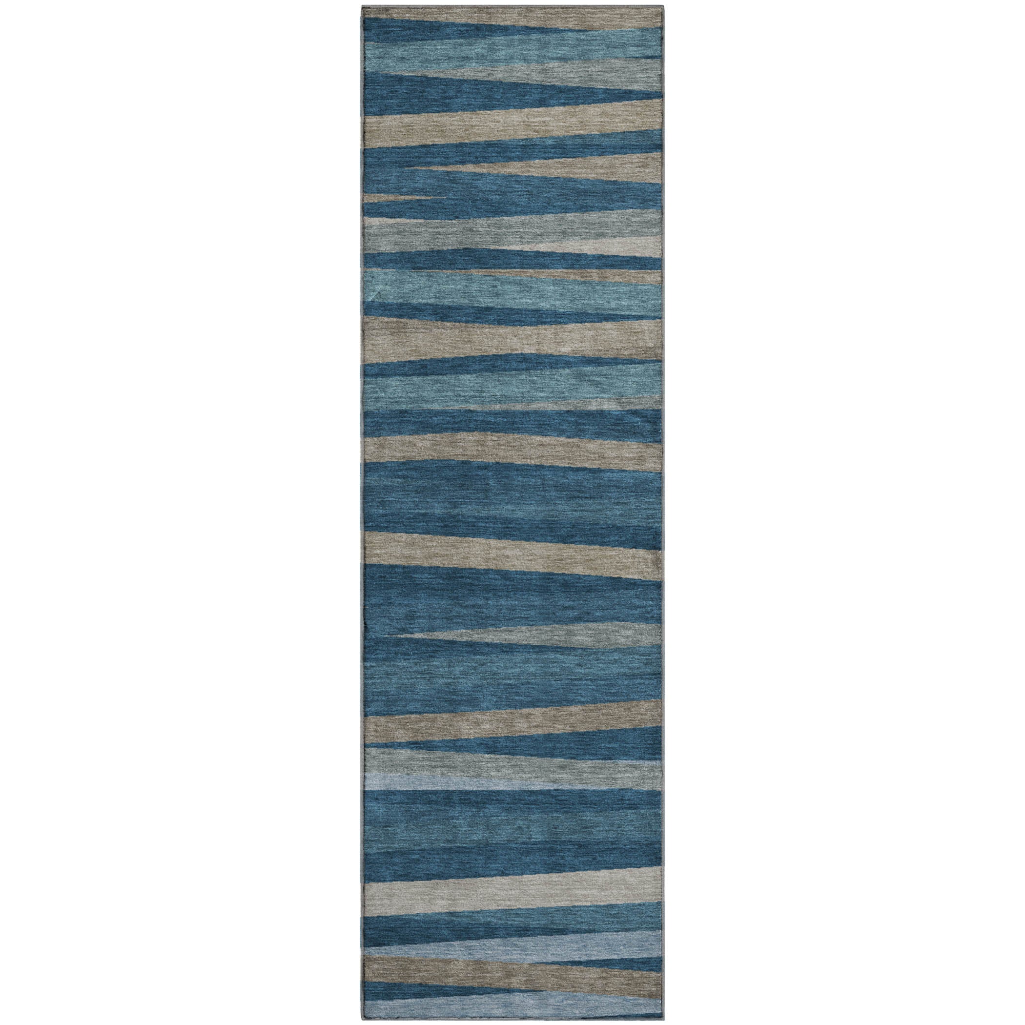 Tallinn Machine Washable Transitional Denim Blue Rug 2'3" x 7'6" #shape_Runner
