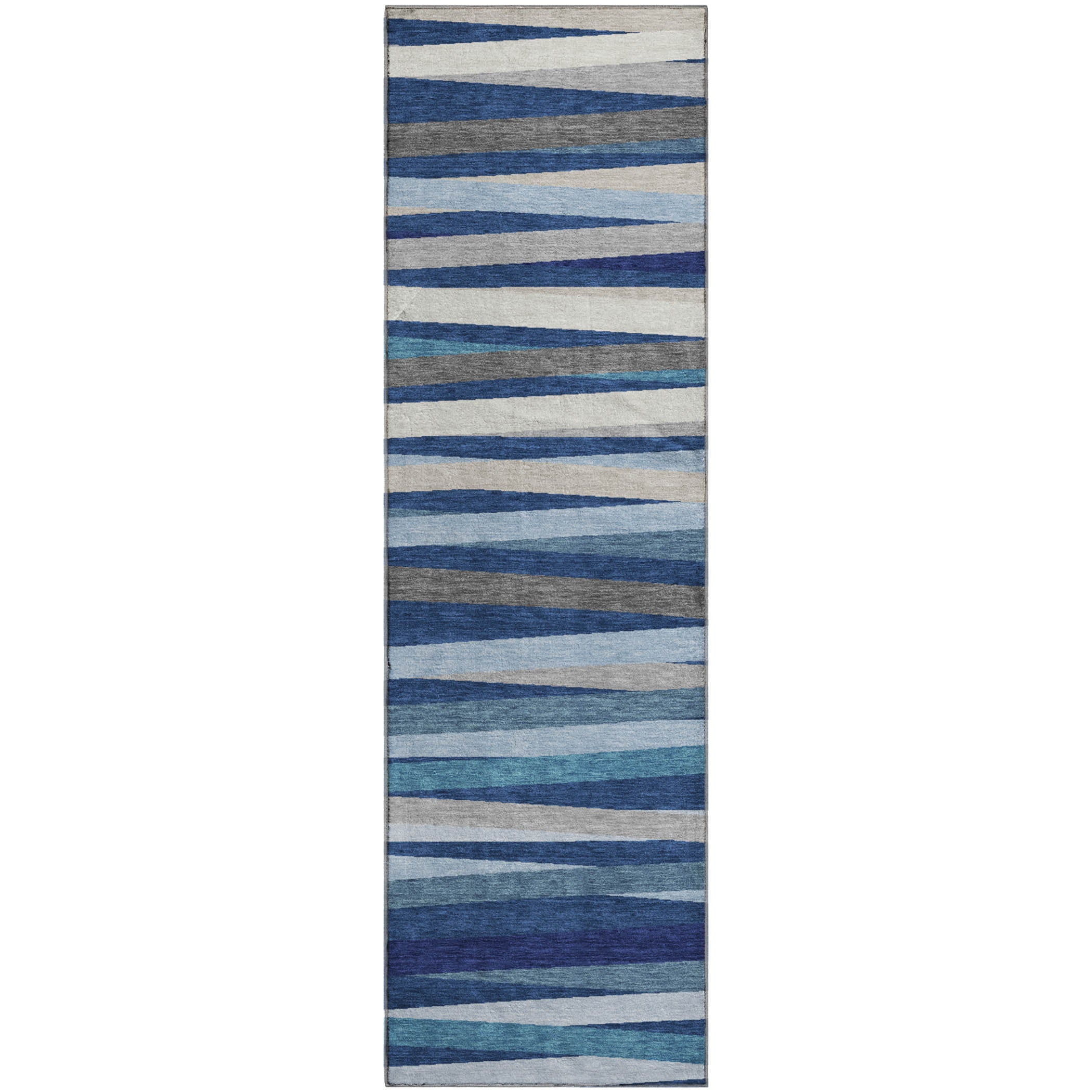 Tallinn Machine Washable Transitional Navy Blue Rug 2'3" x 7'6" #shape_Runner