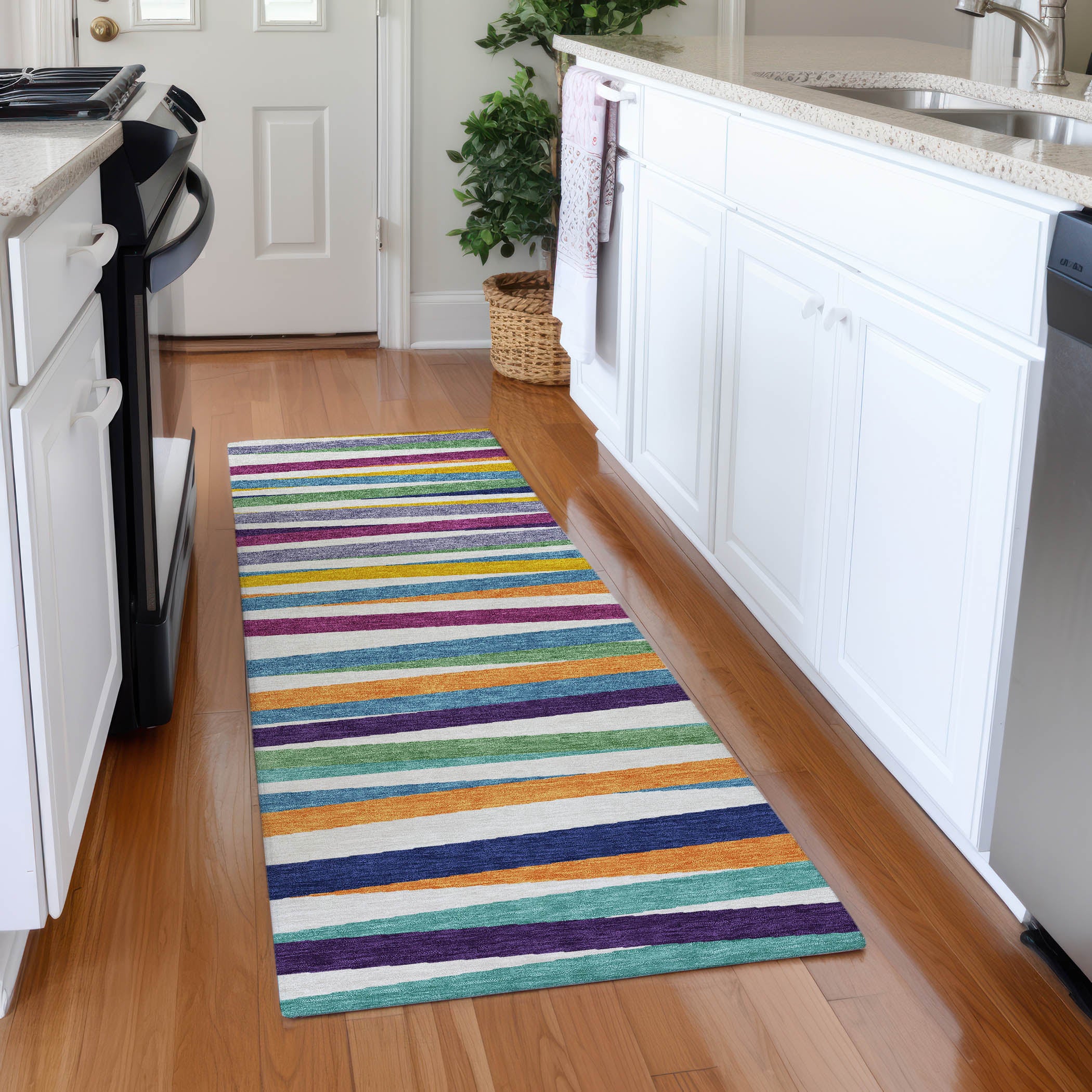 Tallinn Machine Washable Transitional White Ivory Rug 2'3" x 7'6" #shape_Runner