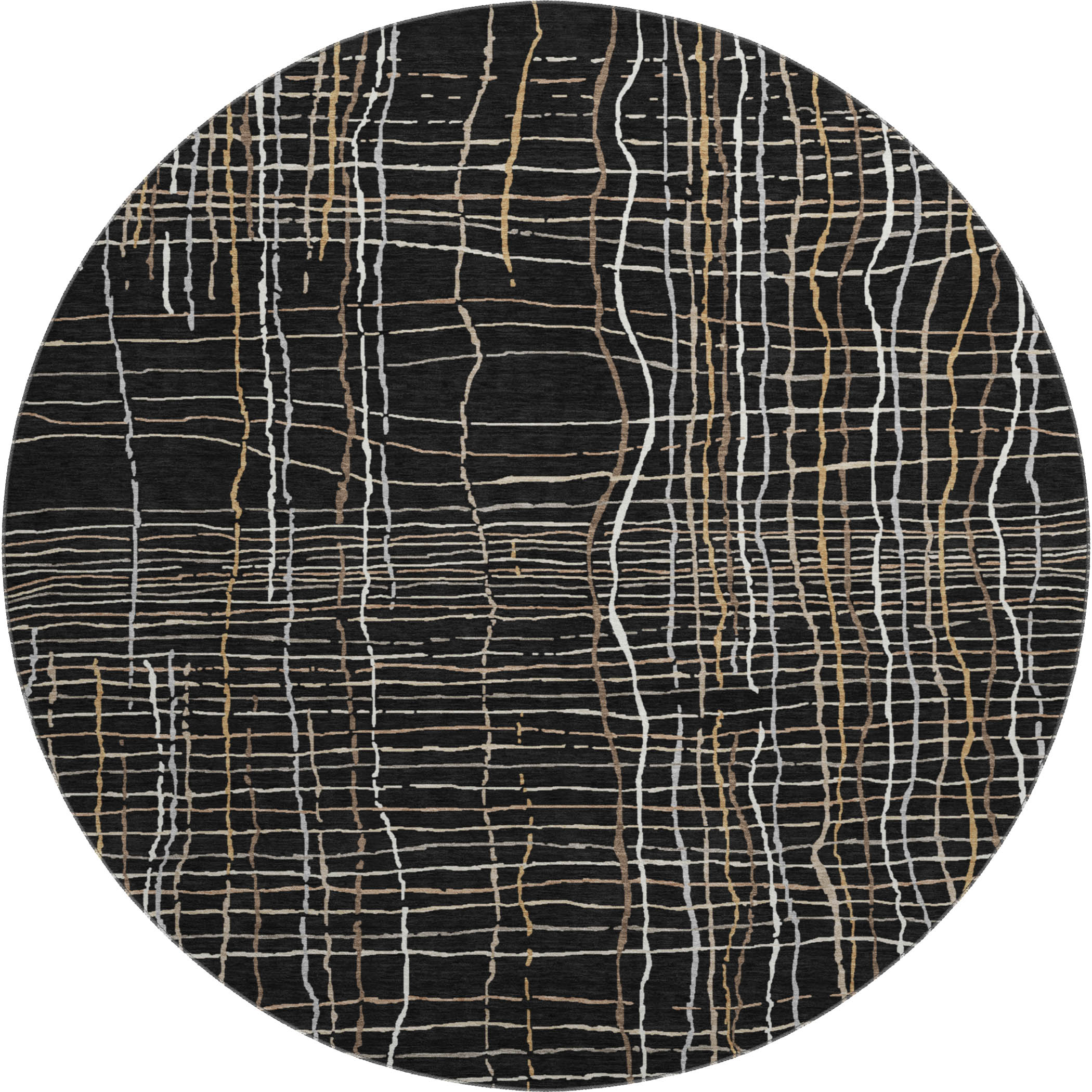 Baku Machine Washable Transitional Black Rug 8' x 8' #shape_Round