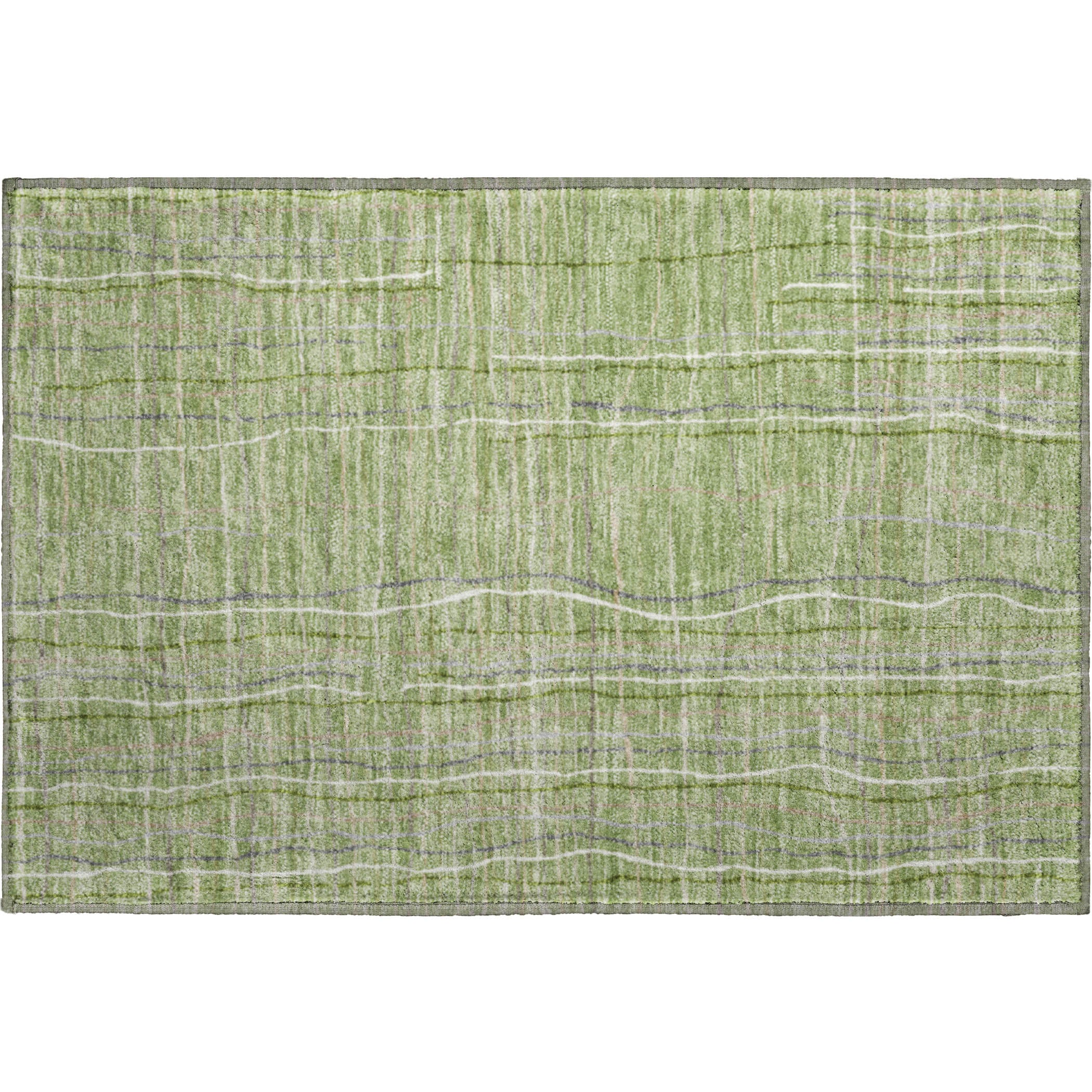 Baku Machine Washable Transitional Green Rug 1'8" x 2'6" #shape_Rectangle
