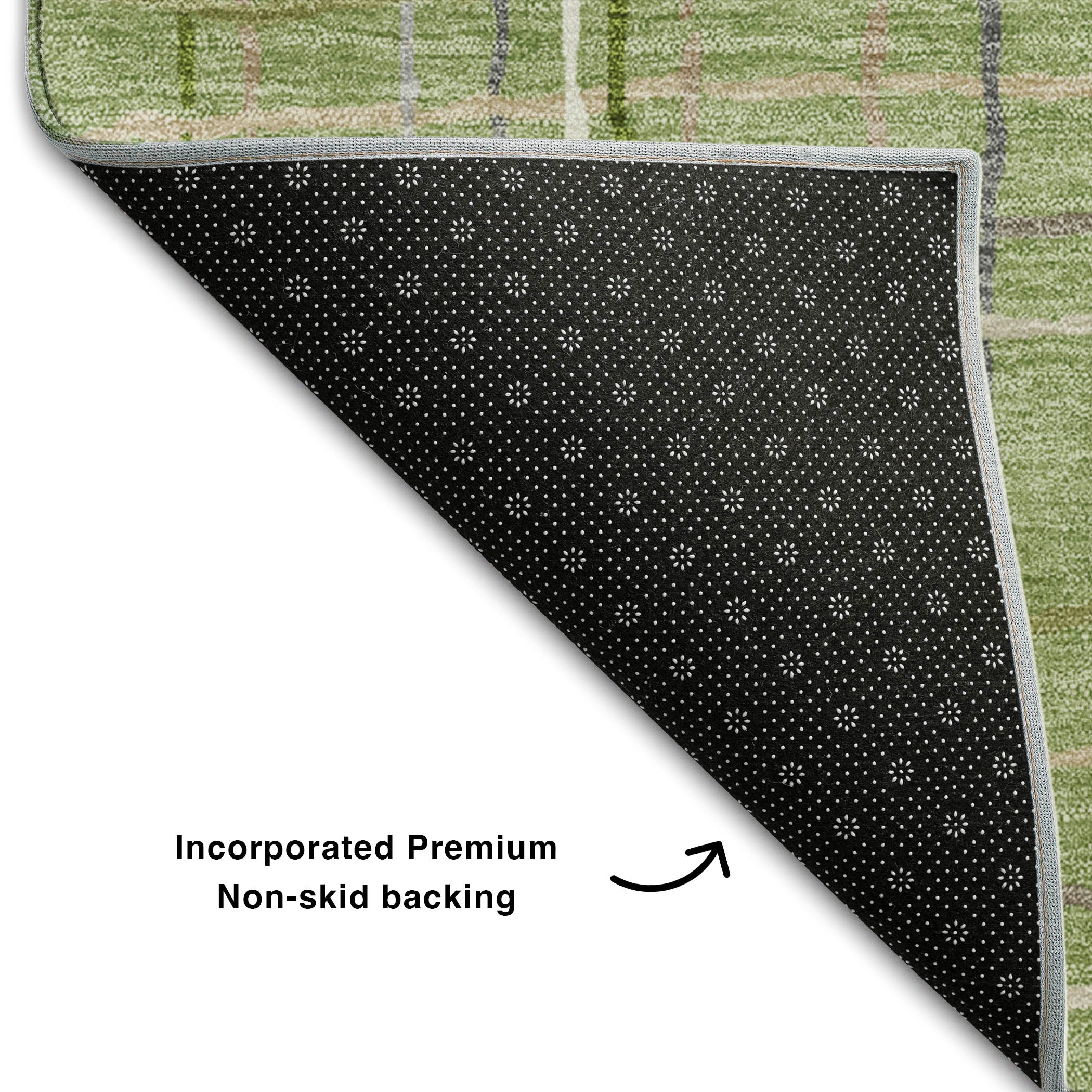 Baku Machine Washable Transitional Green Rug 1'8" x 2'6" #shape_Rectangle