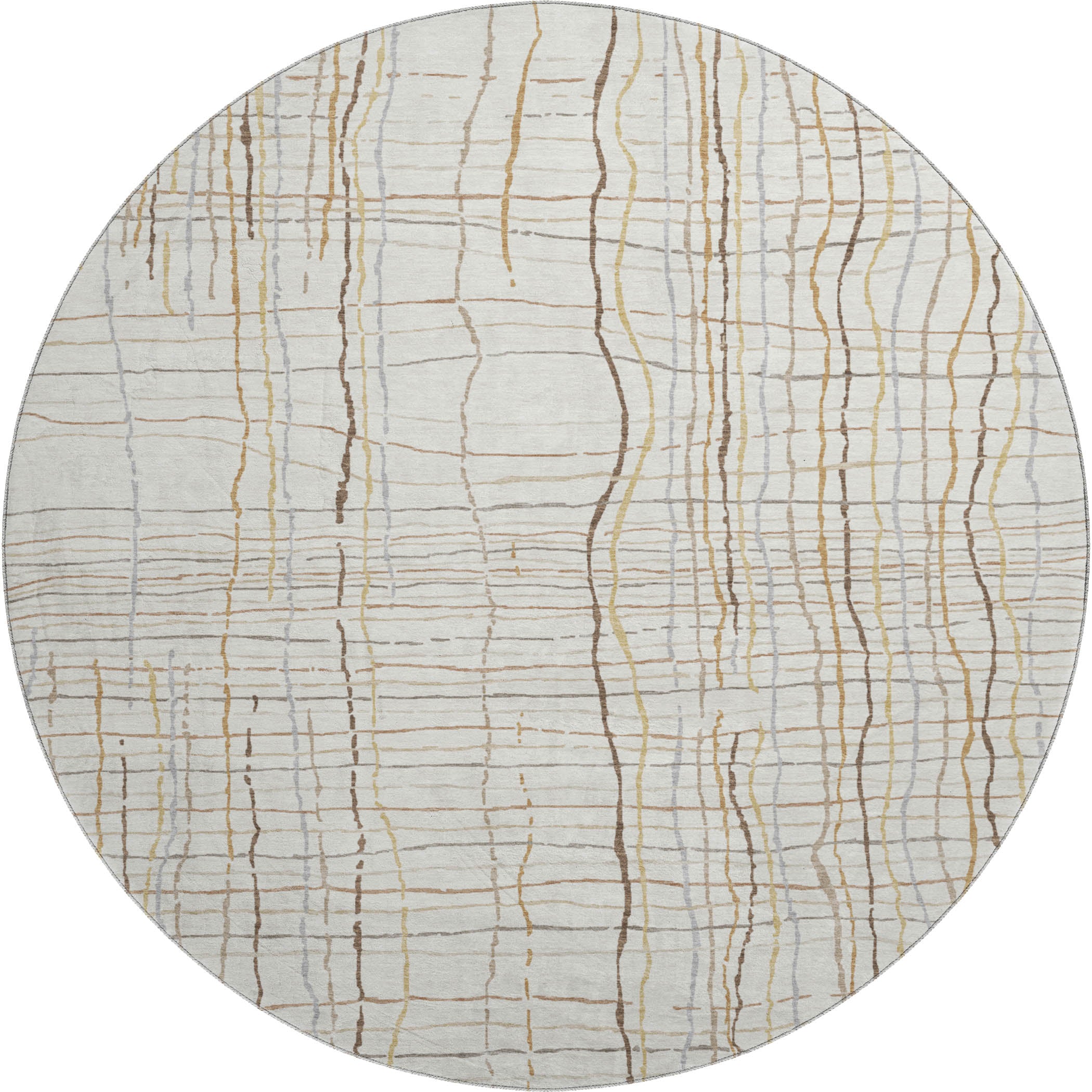 Baku Machine Washable Transitional Ivory Rug 8' x 8' #shape_Round