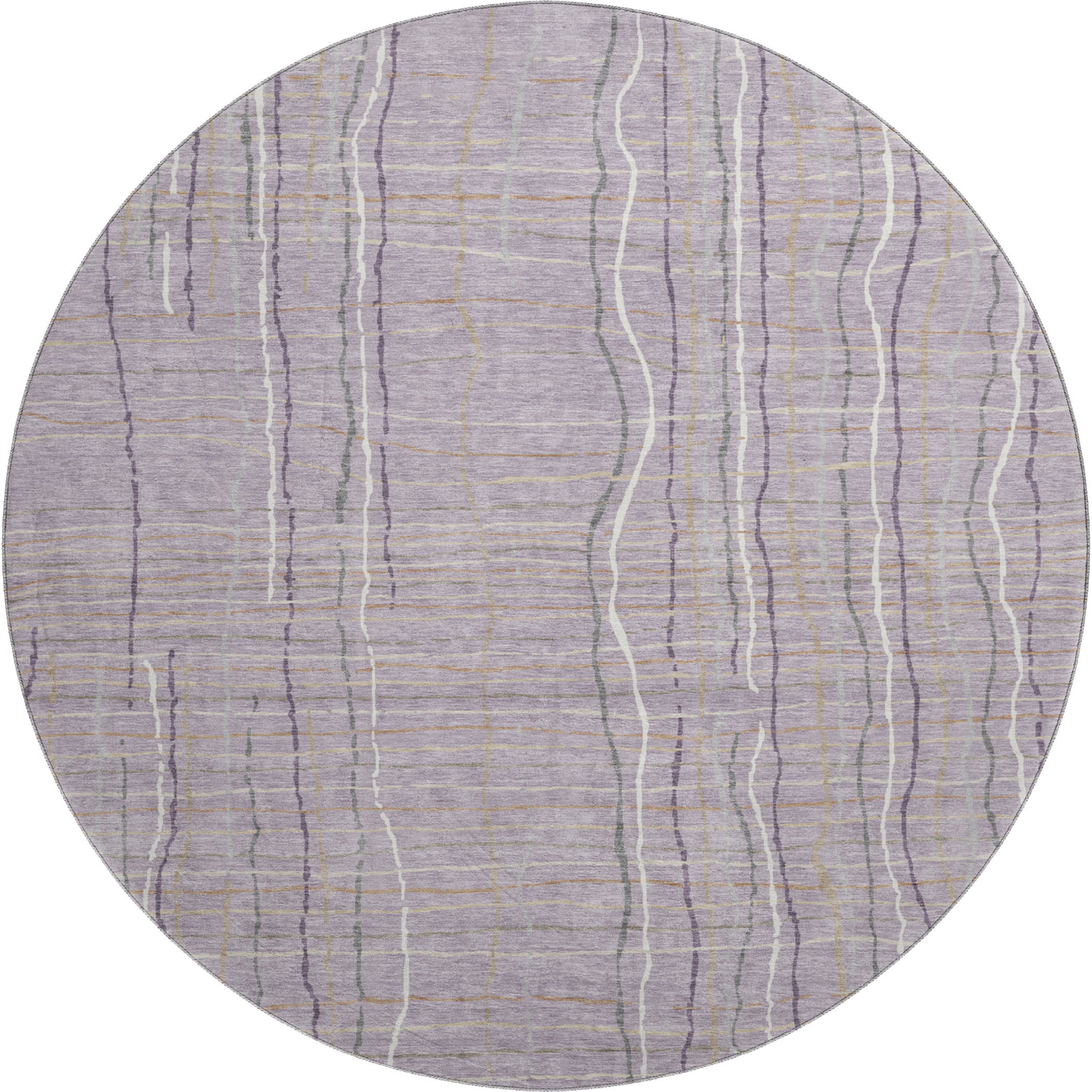 Baku Machine Washable Transitional Lavender Purple Rug 8' x 8' #shape_Round