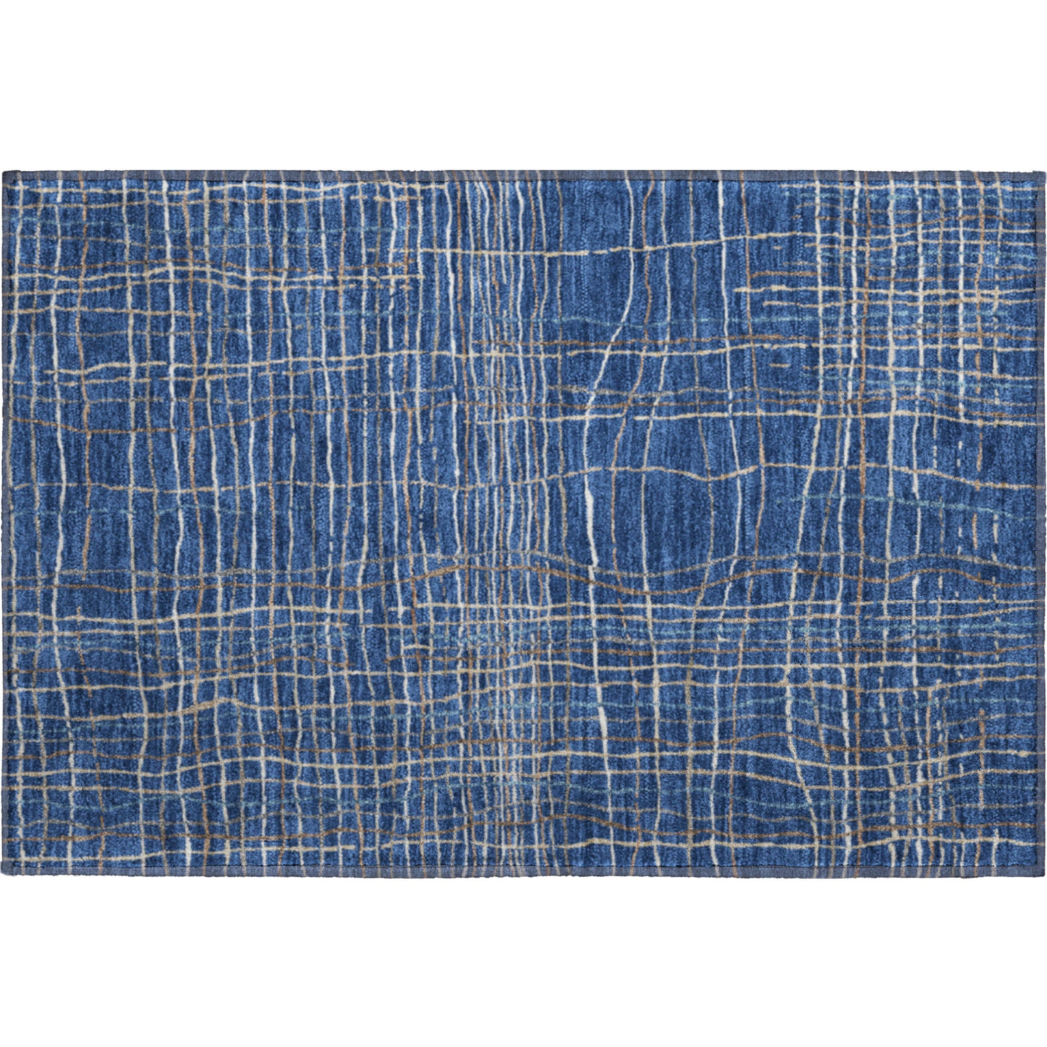 Baku Machine Washable Transitional Navy Blue Rug 1'8" x 2'6" #shape_Rectangle
