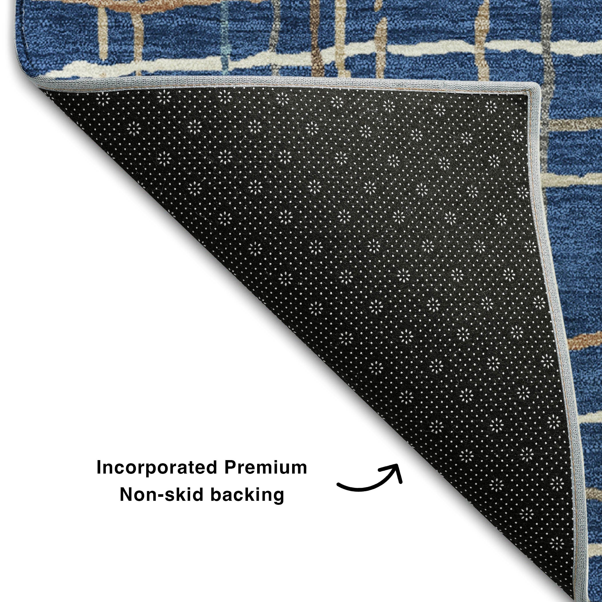 Baku Machine Washable Transitional Navy Blue Rug 1'8" x 2'6" #shape_Rectangle