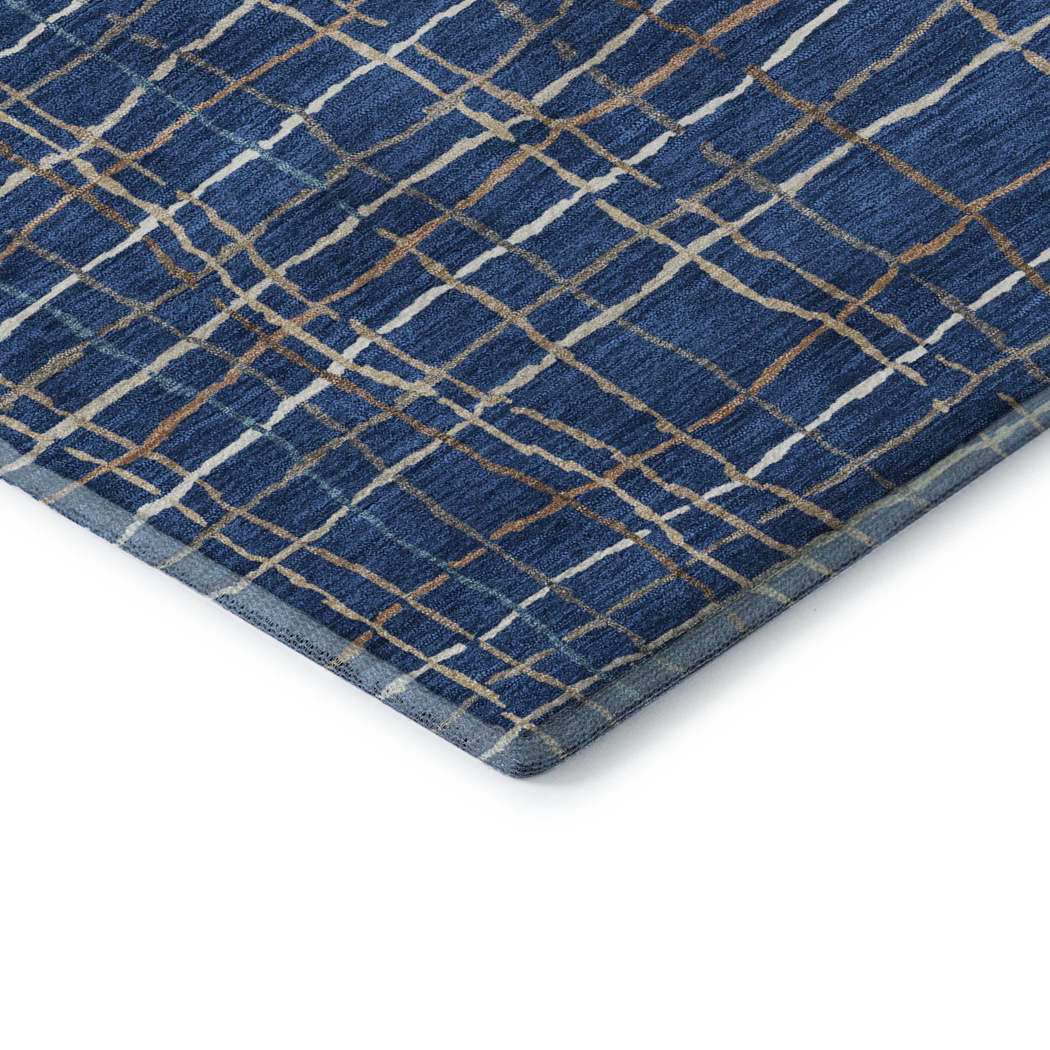 Baku Machine Washable Transitional Navy Blue Rug 1'8" x 2'6" #shape_Rectangle