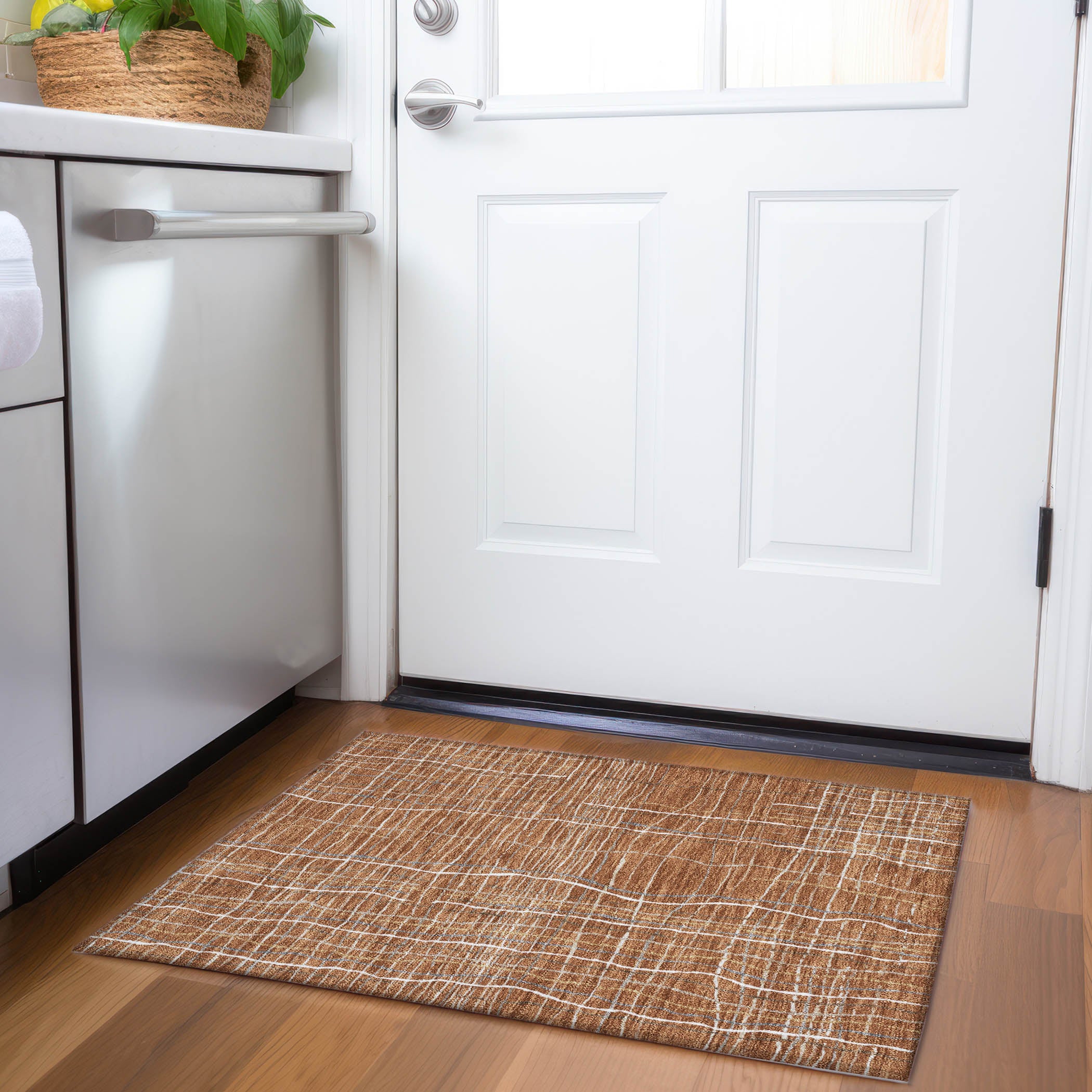 Baku Machine Washable Transitional Paprika Orange Rug 1'8" x 2'6" #shape_Rectangle