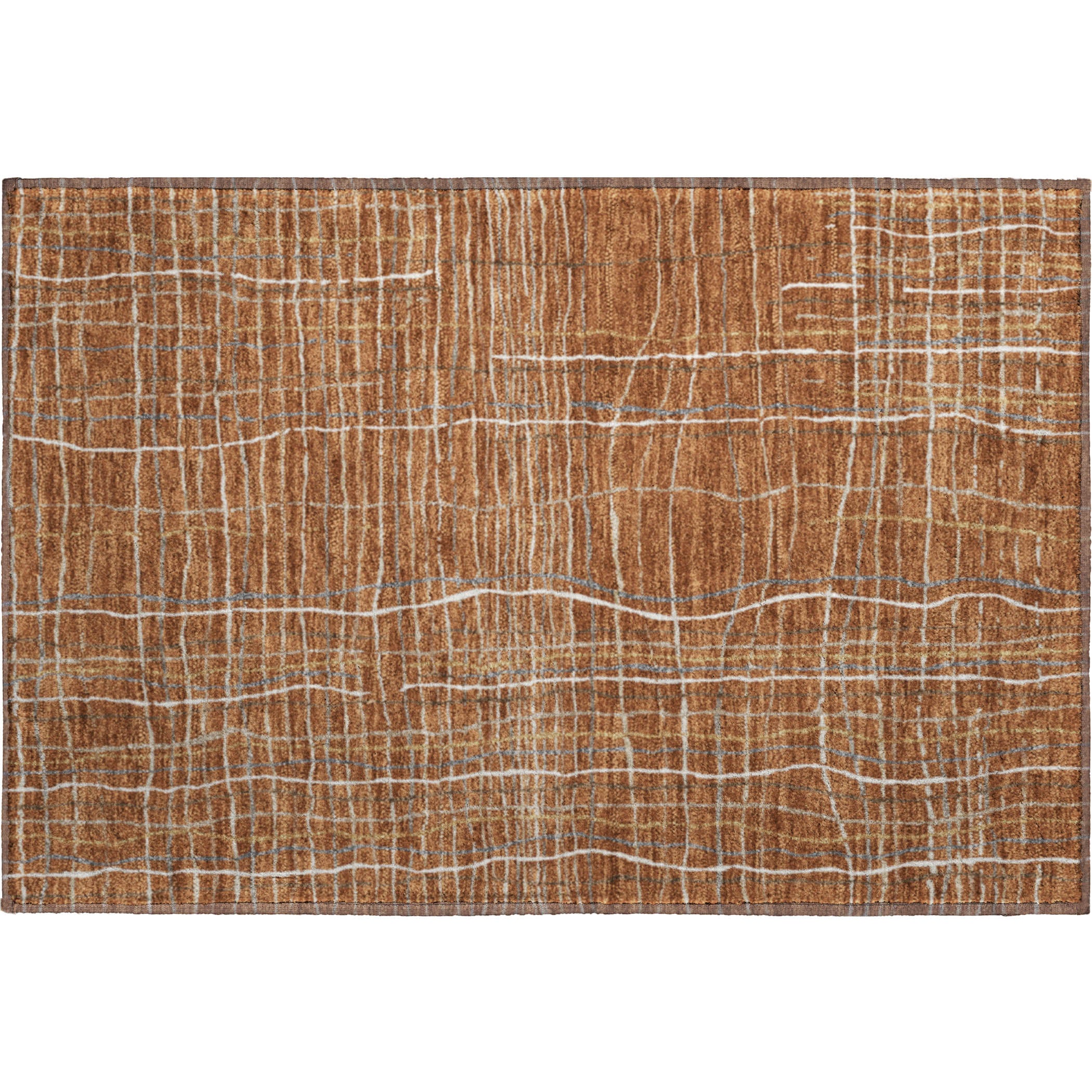 Baku Machine Washable Transitional Paprika Orange Rug 1'8" x 2'6" #shape_Rectangle
