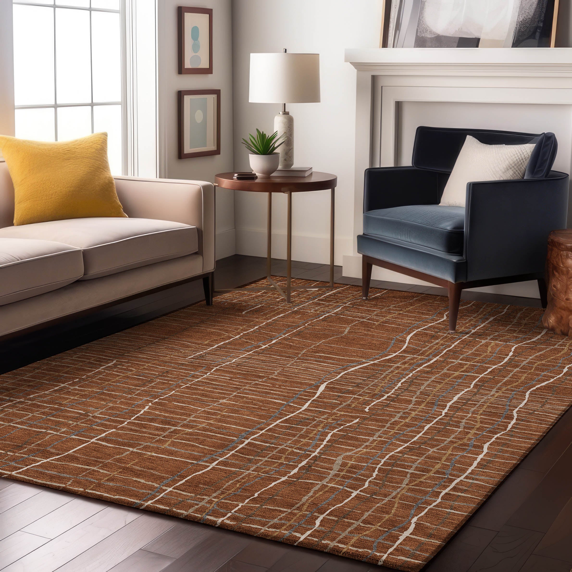 Baku Machine Washable Transitional Paprika Orange Rug 2'6" x 3'10" #shape_Rectangle