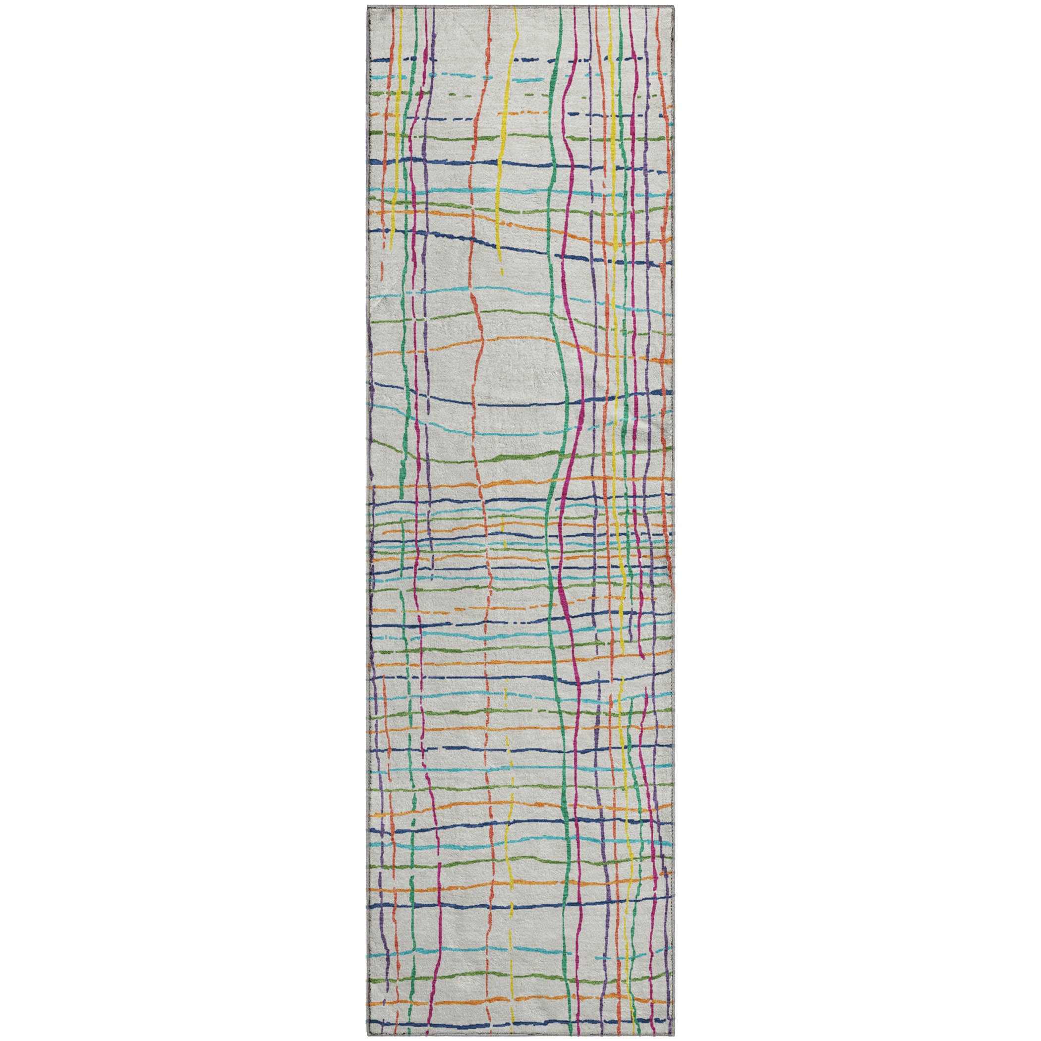 Baku Machine Washable Transitional White Ivory Rug 2'3" x 7'6" #shape_Runner