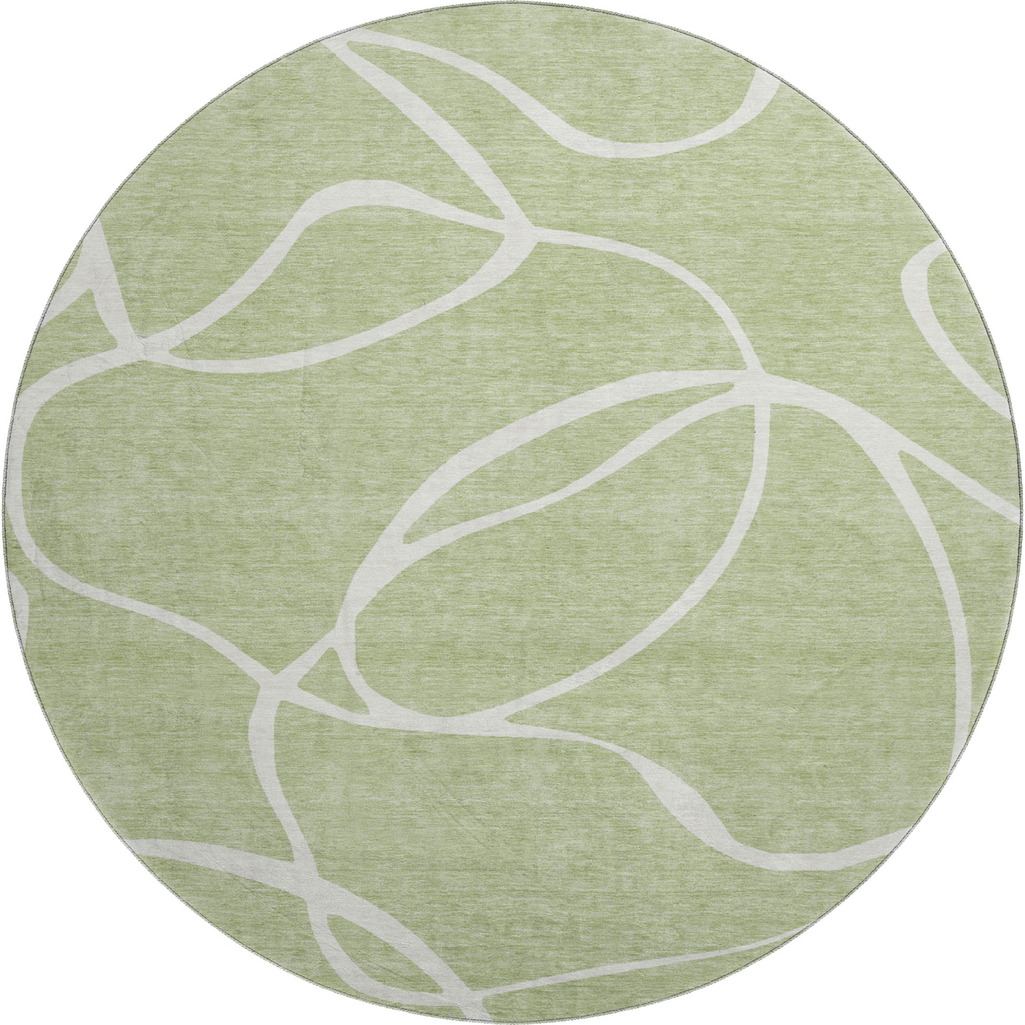 Dubrovnik Machine Washable Transitional Aloe Green Rug 8' x 8' #shape_Round