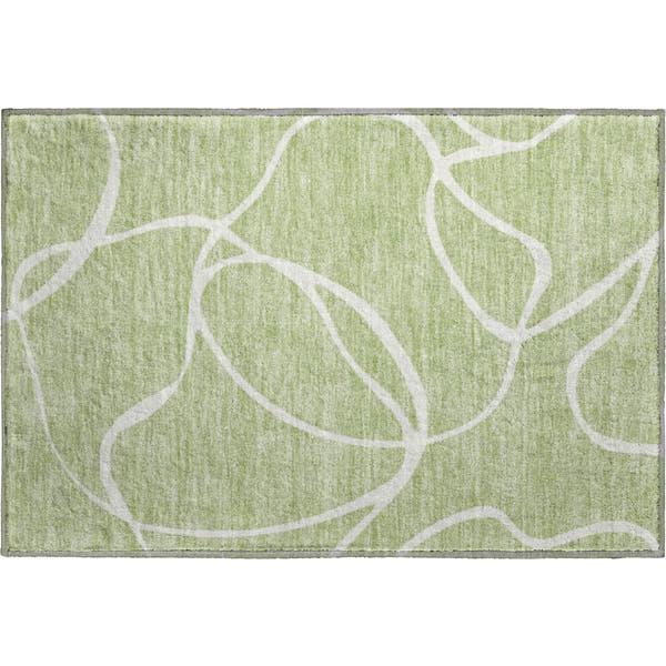 Dubrovnik Machine Washable Transitional Aloe Green Rug 1'8" x 2'6"