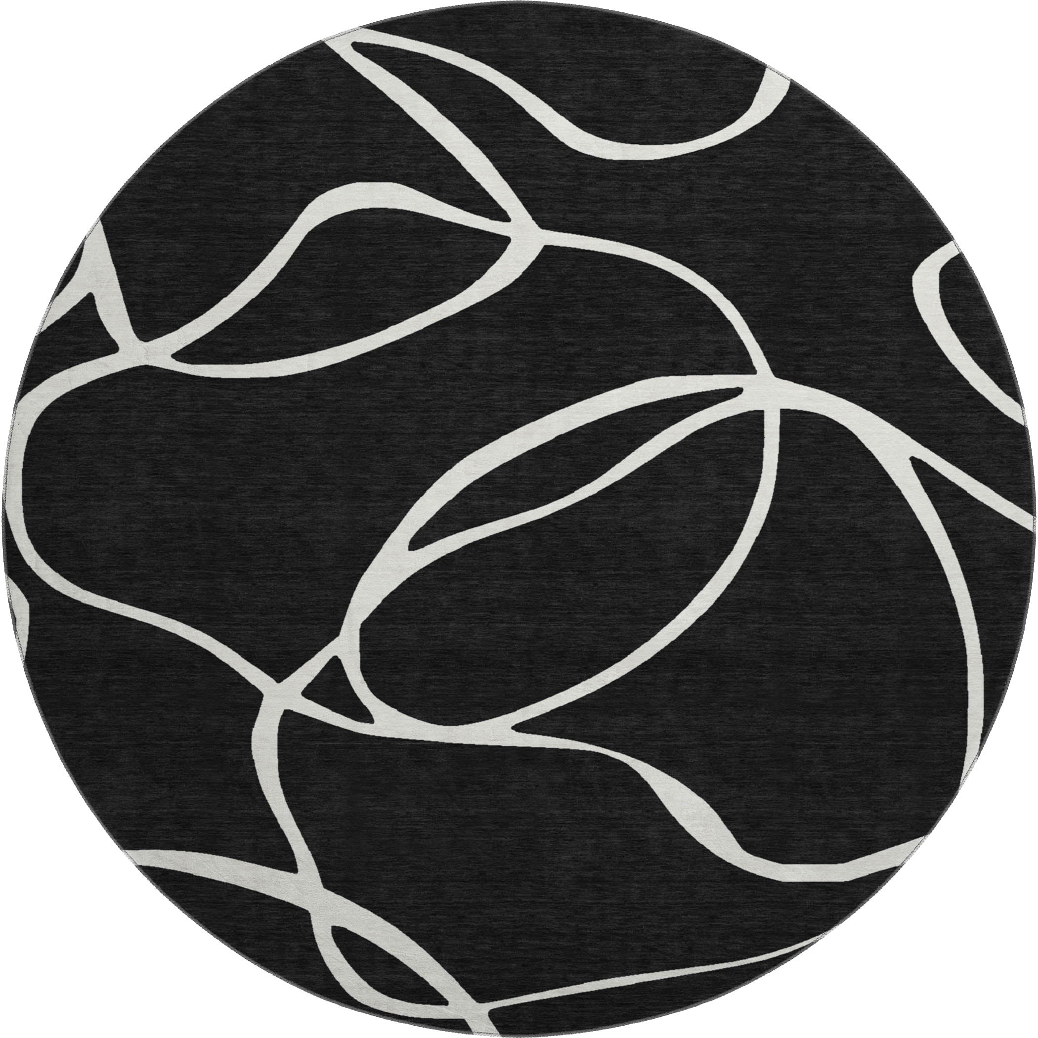 Dubrovnik Machine Washable Transitional Black Rug 8' x 8' #shape_Round