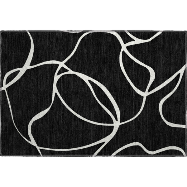 Dubrovnik Machine Washable Transitional Black Rug 1'8" x 2'6"