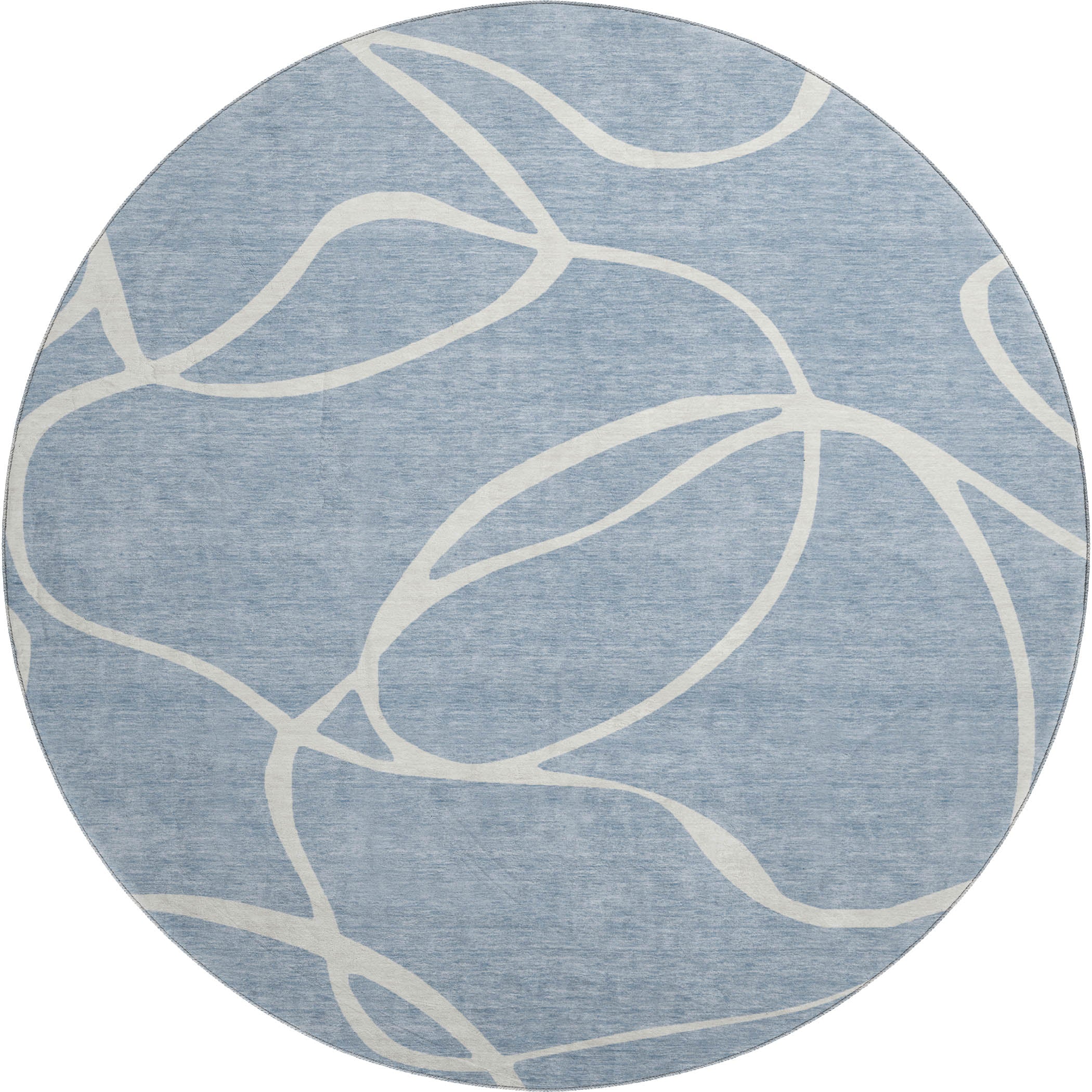 Dubrovnik Machine Washable Transitional Denim Blue Rug 8' x 8' #shape_Round