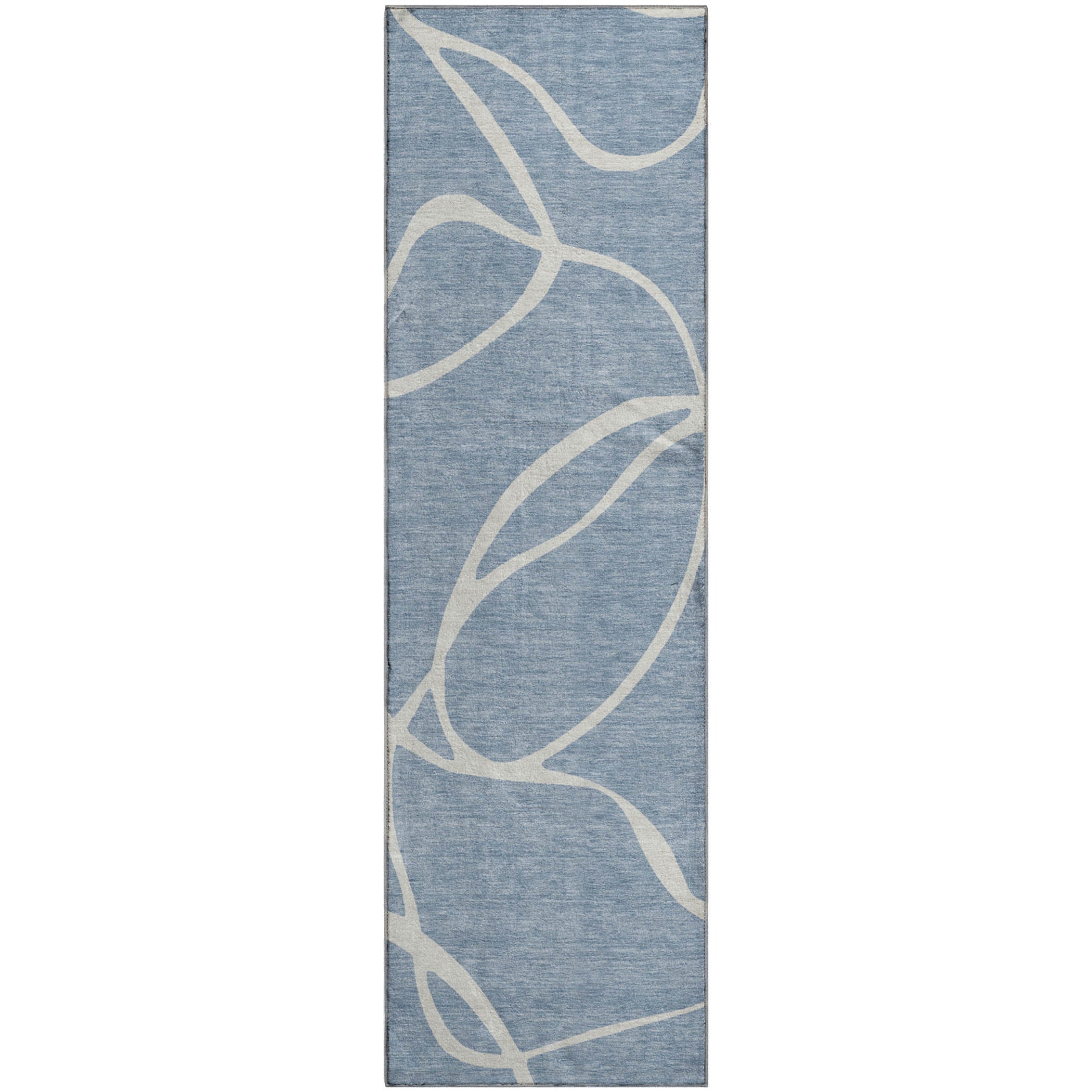 Dubrovnik Machine Washable Transitional Denim Blue Rug 2'3" x 7'6" #shape_Runner