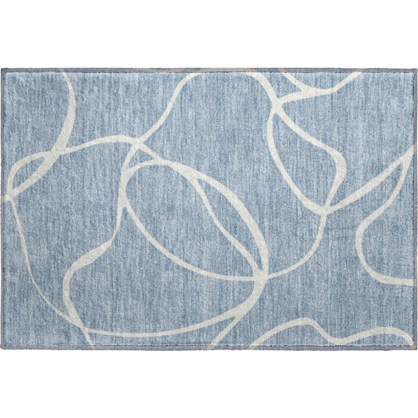 Dubrovnik Machine Washable Transitional Denim Blue Rug 1'8" x 2'6"