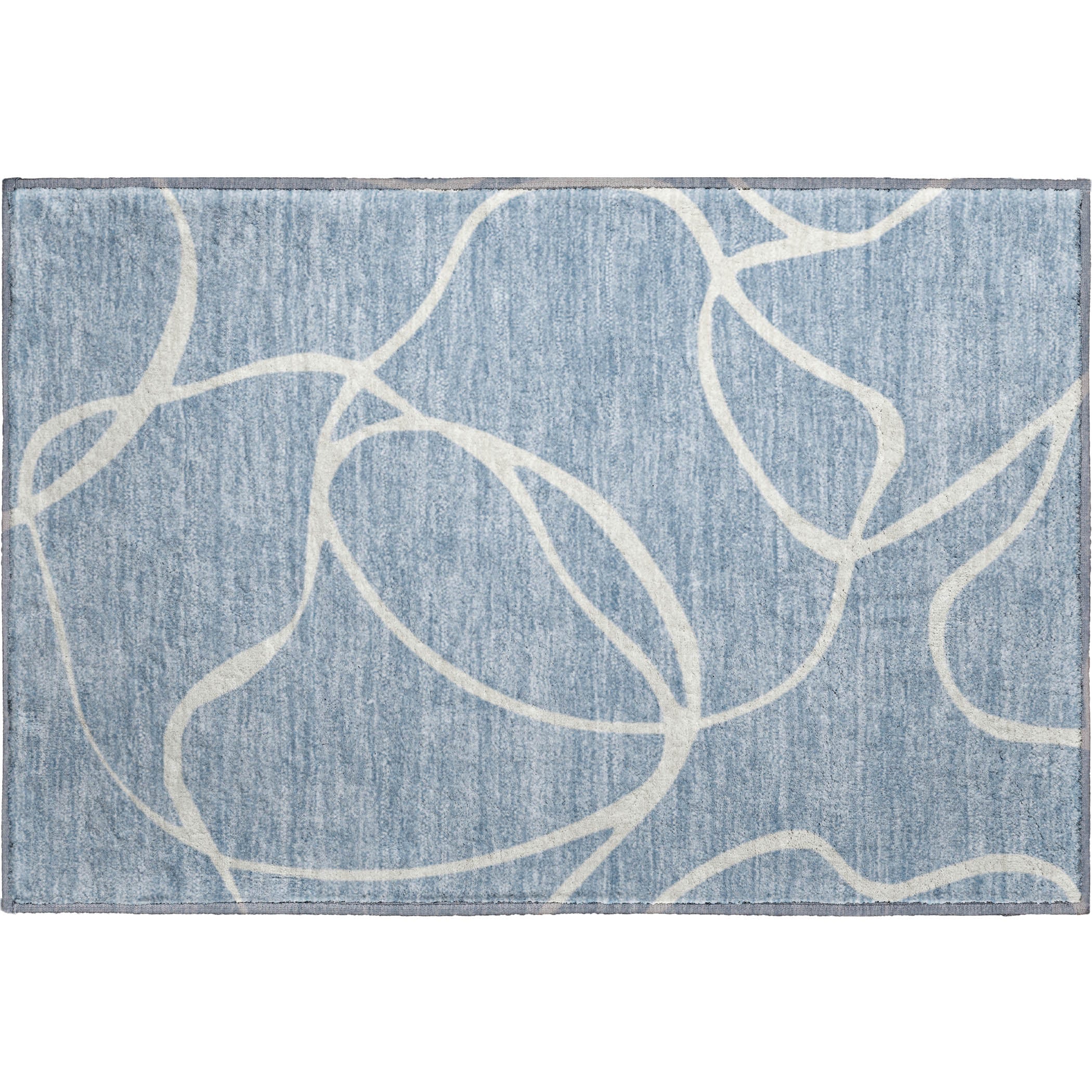 Dubrovnik Machine Washable Transitional Denim Blue Rug 1'8" x 2'6" #shape_Rectangle