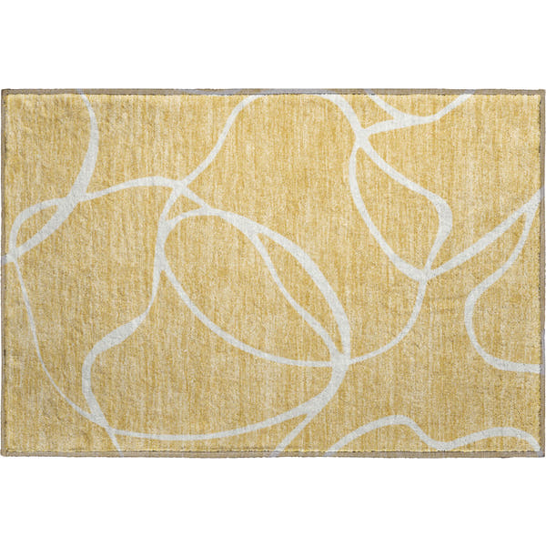 Dubrovnik Machine Washable Transitional Gold Rug 1'8" x 2'6"