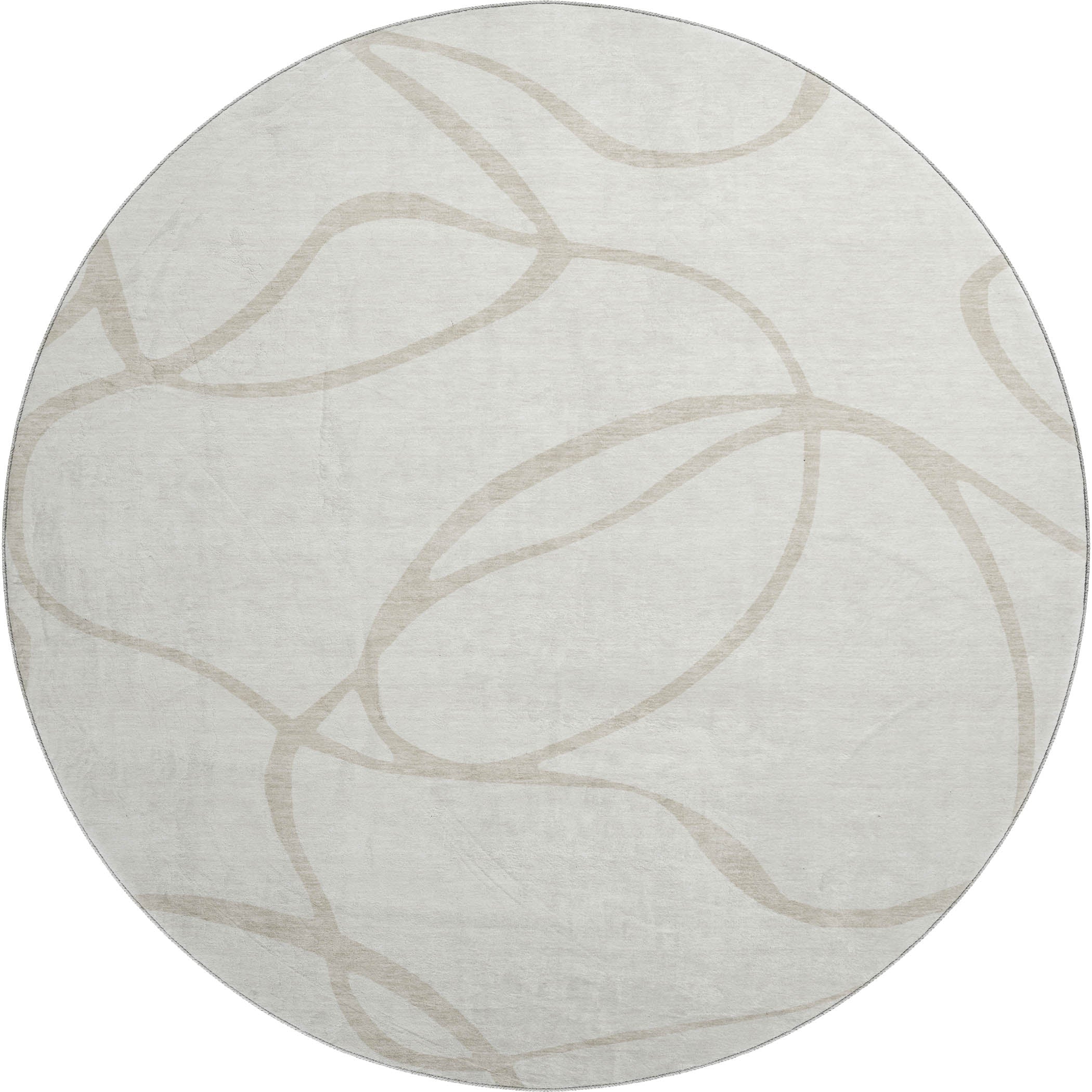 Dubrovnik Machine Washable Transitional Ivory Rug 8' x 8' #shape_Round